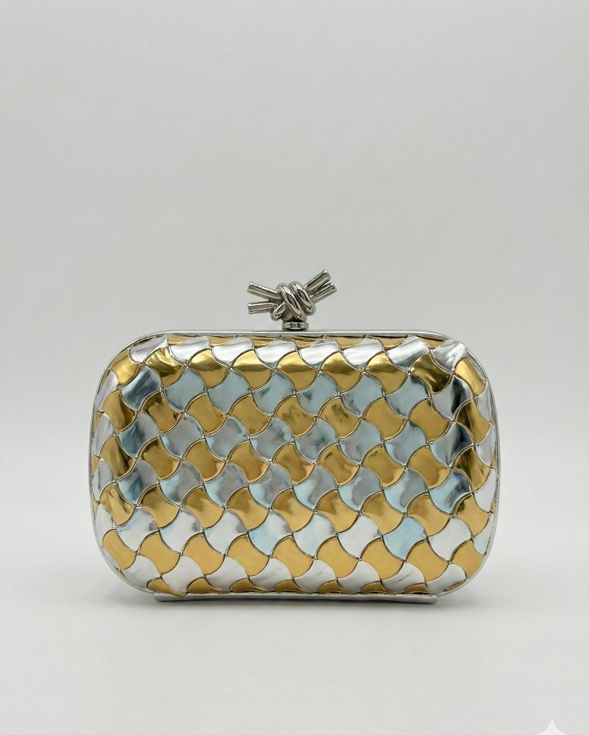 Bottega Veneta Knot Checkered Gold & Silver BOTTEGA VENETA premium 1:1 craftmanship super master edition Bottega Veneta Knot Checkered Gold & Silver