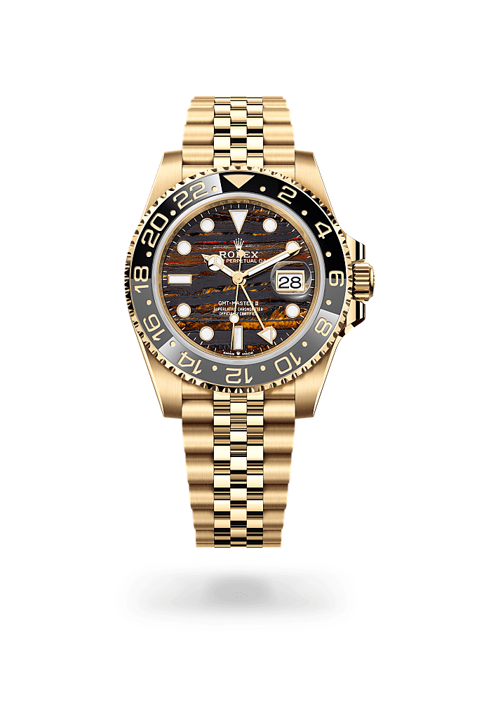 Rolex GMT-MASTER II YELLOW GOLD TIGER IRON GMT premium 1:1 craftmanship super master edition Rolex GMT-MASTER II YELLOW GOLD TIGER IRON