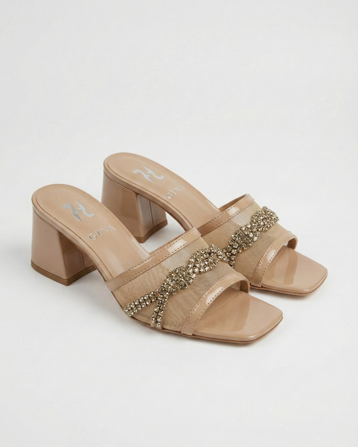 GINA London LILA Crystal-Embellished Patent Leather Mules GINA premium 1:1 craftmanship super master edition GINA London LILA Crystal-Embellished Patent Leather Mules
