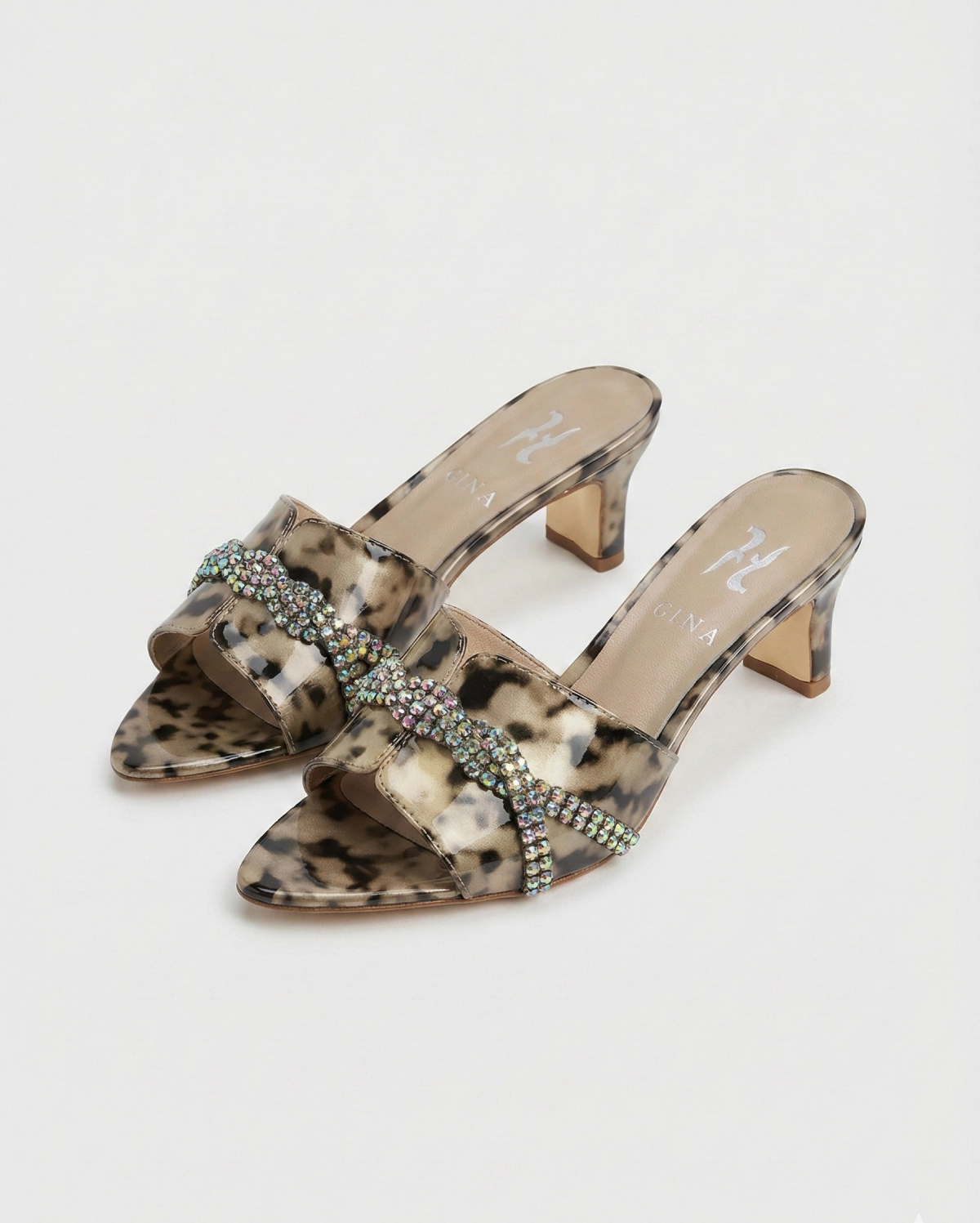 GINA London LILA Crystal-Embellished Patent Leather Mules GINA premium 1:1 craftmanship super master edition GINA London LILA Crystal-Embellished Patent Leather Mules - Image 4