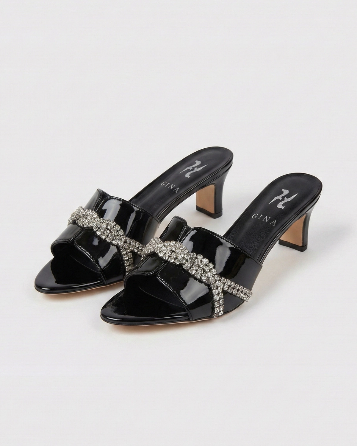 GINA London LILA Crystal-Embellished Patent Leather Mules GINA premium 1:1 craftmanship super master edition GINA London LILA Crystal-Embellished Patent Leather Mules - Image 3