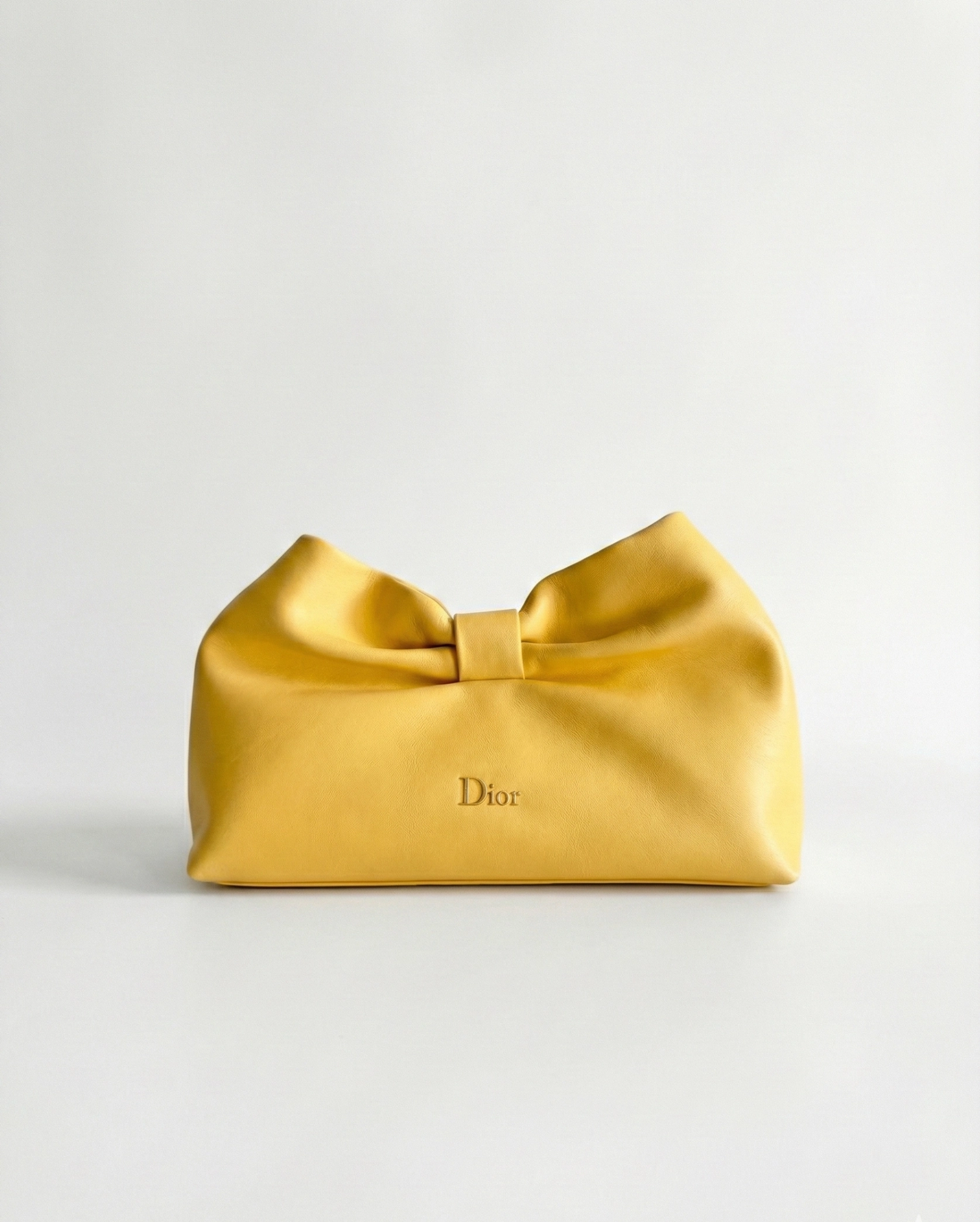 Dior Beauty Limited Edition Bow Pouch Mustard Yellow CHRISTIAN DIOR premium 1:1 craftmanship super master edition Dior Beauty Limited Edition Bow Pouch Mustard Yellow
