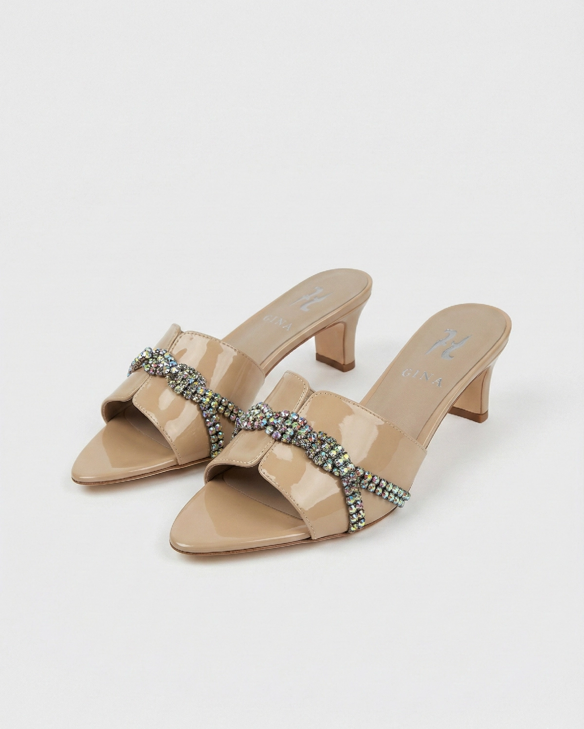 GINA London LILA Crystal-Embellished Patent Leather Mules GINA premium 1:1 craftmanship super master edition GINA London LILA Crystal-Embellished Patent Leather Mules - Image 5