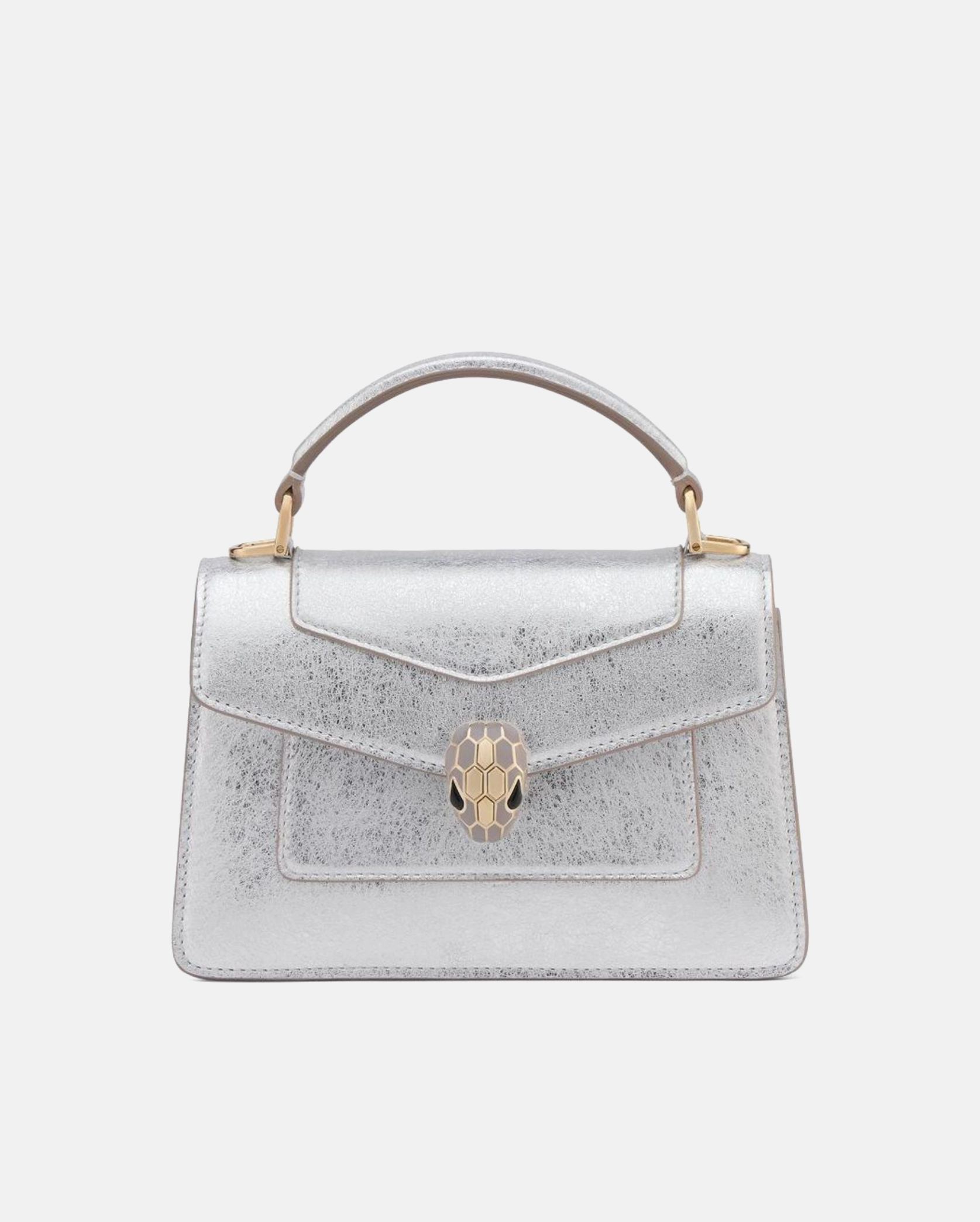 Bvlgari Serpenti Forever mini top handle Light Silver BVLGARI premium 1:1 craftmanship super master edition Bvlgari Serpenti Forever mini top handle Light Silver