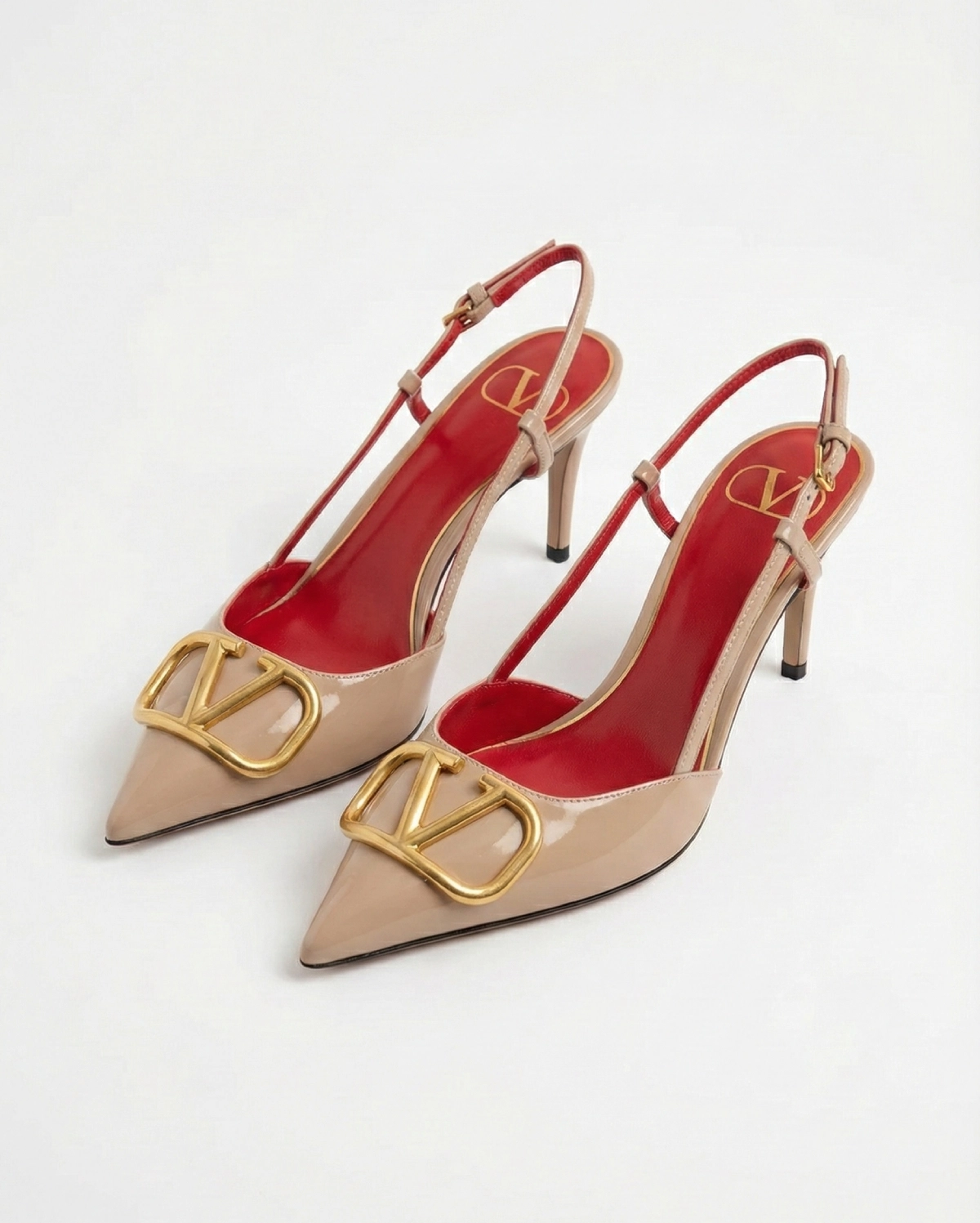 Valentino Garavani VLogo Signature slingback pumps gold V VALENTINO premium 1:1 craftmanship super master edition Valentino Garavani VLogo Signature slingback pumps gold V