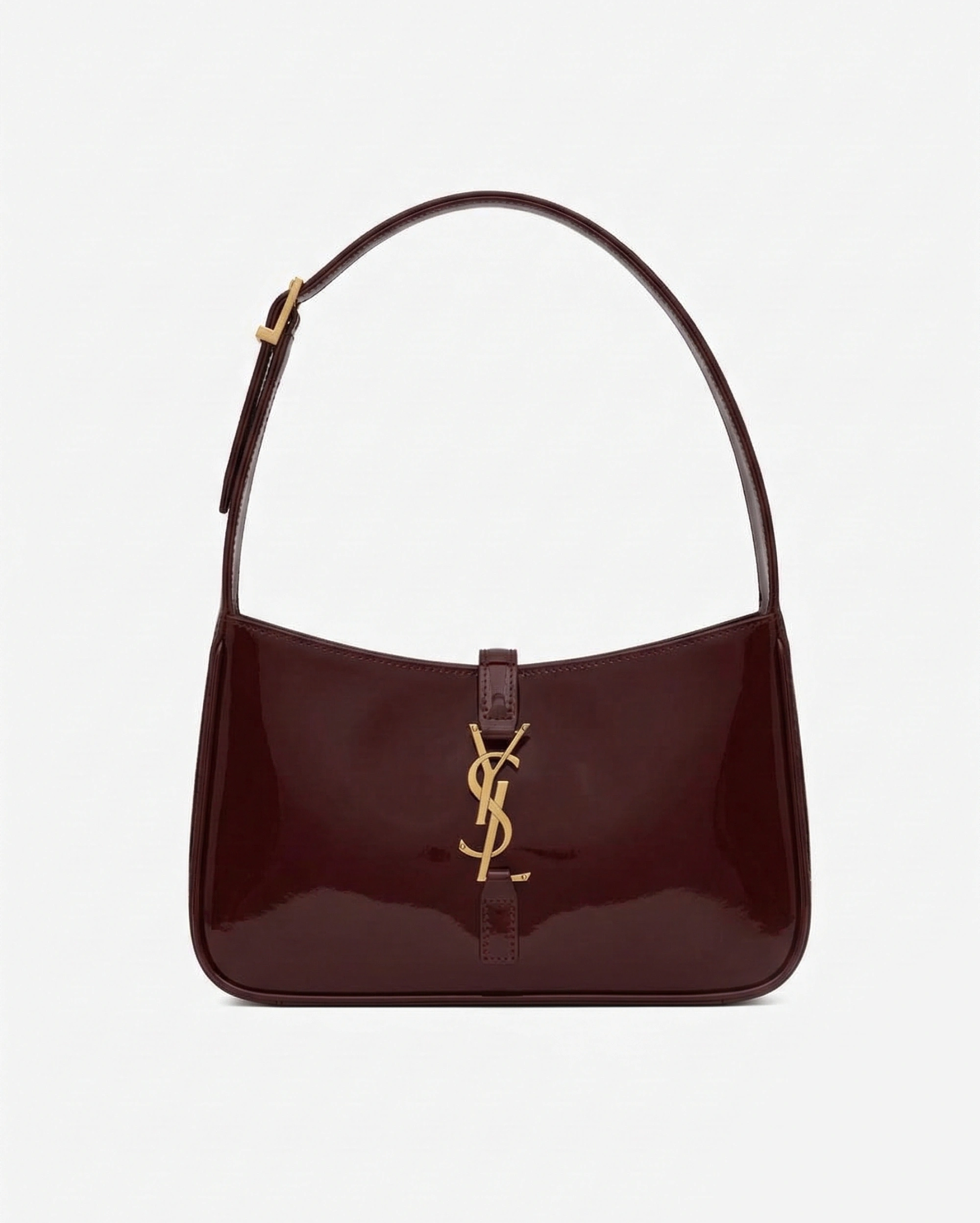 Saint Laurent Le 5 à 7 Hobo Bag in Burgundy Patent Leather Saint Laurent premium 1:1 craftmanship super master edition Saint Laurent Le 5 à 7 Hobo Bag in Burgundy Patent Leather