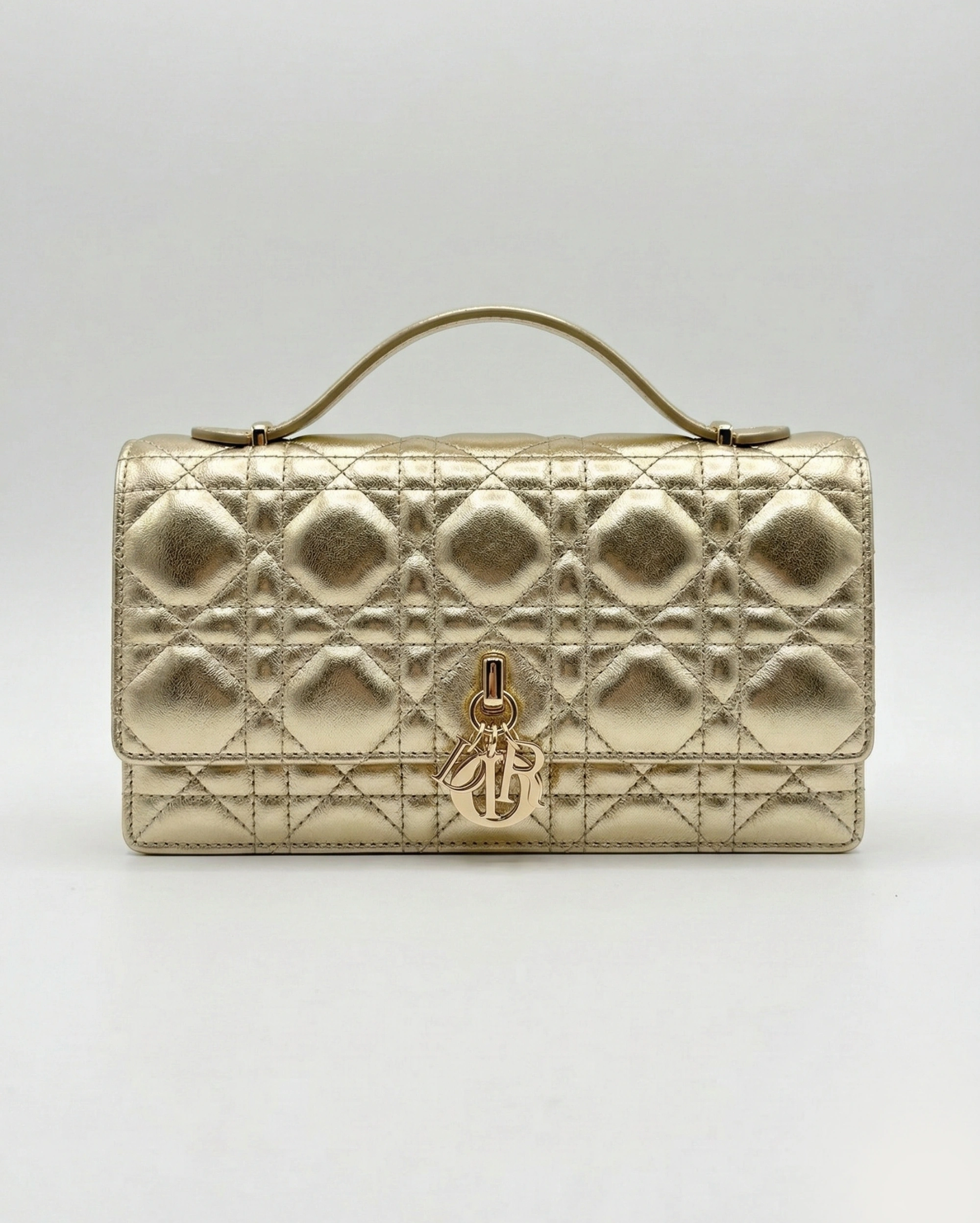 Dior Caro Pouch in Classic Metallic Gold Quilted Leather CHRISTIAN DIOR premium 1:1 craftmanship super master edition Dior Caro Pouch in Classic Metallic Gold Quilted Leather