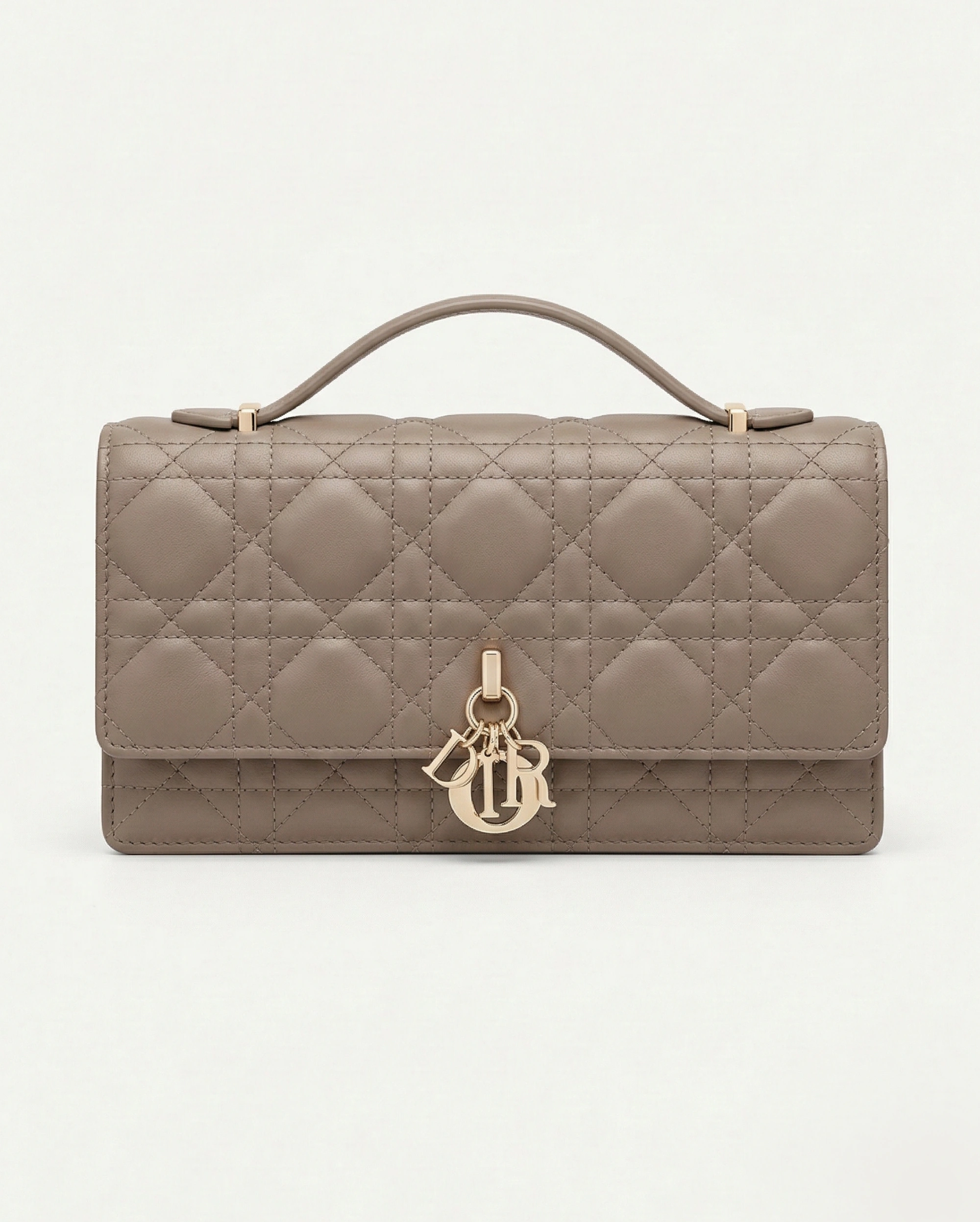 Miss Dior Pouch in Dark Taupe Greige Cannage Lambskin CHRISTIAN DIOR premium 1:1 craftmanship super master edition Miss Dior Pouch in Dark Taupe Greige Cannage Lambskin