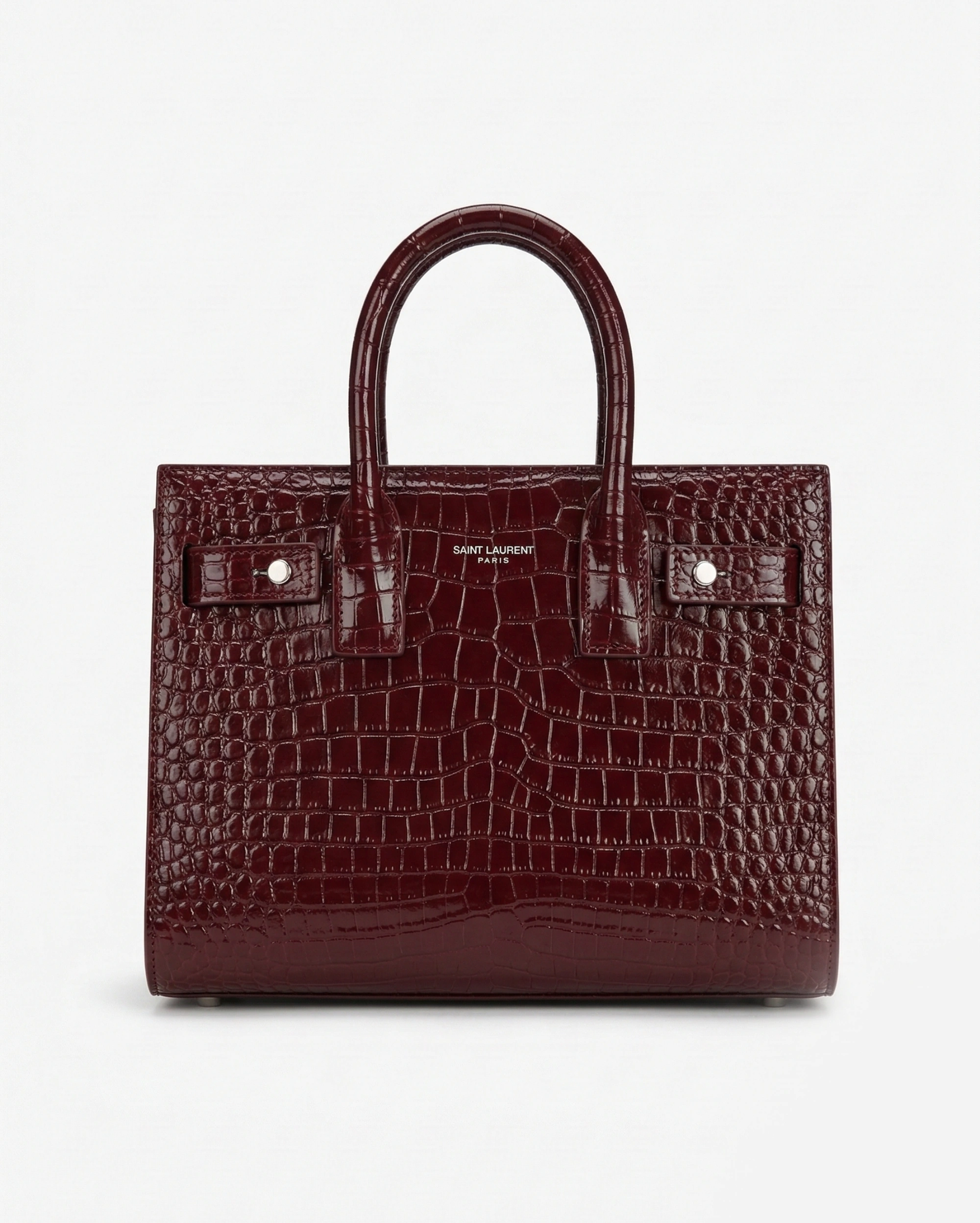 Saint Laurent Nano Sac de Jour in Burgundy Croc-Embossed Leather Saint Laurent premium 1:1 craftmanship super master edition Saint Laurent Nano Sac de Jour in Burgundy Croc-Embossed Leather