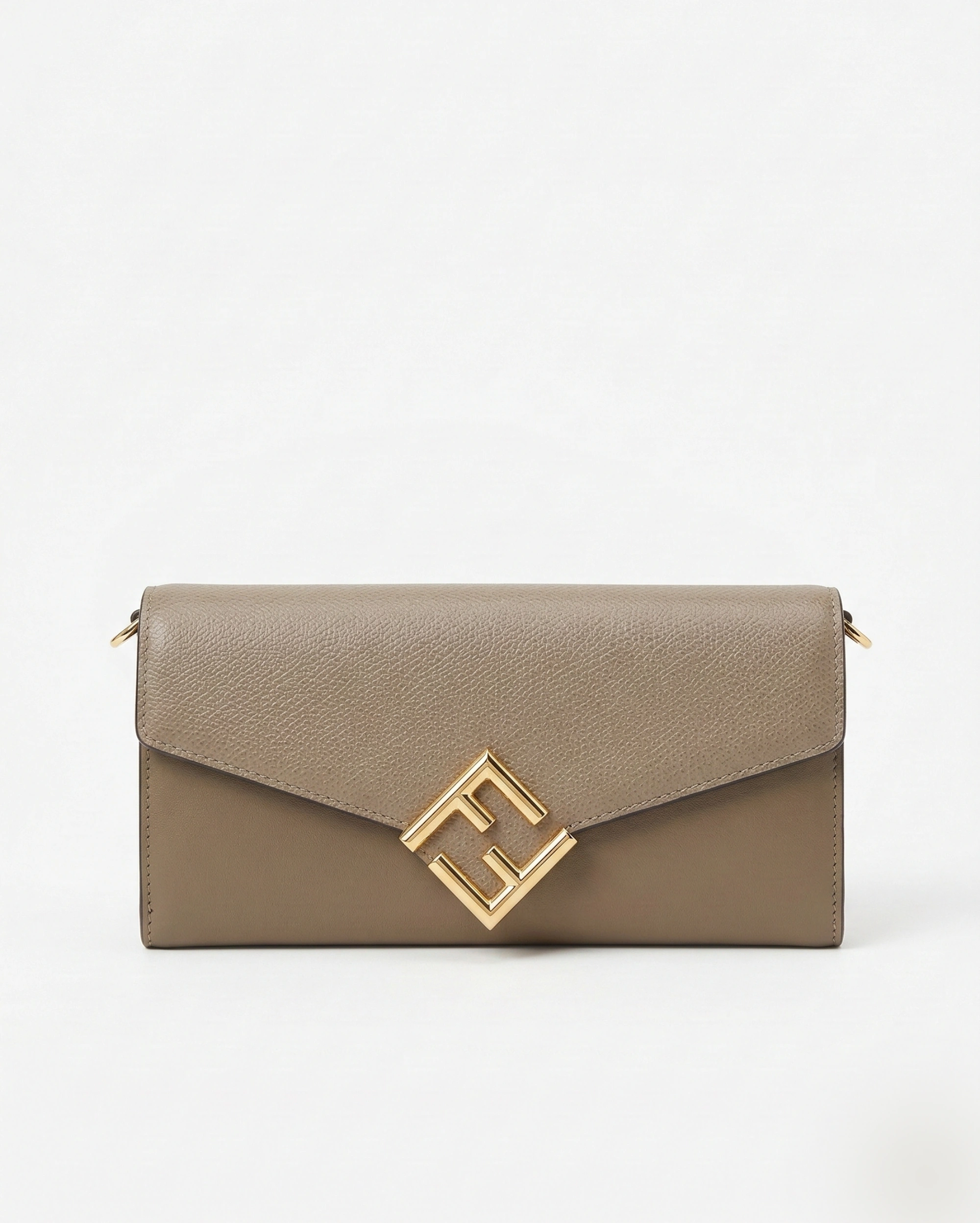 Premium Taupe Leather Diamond FF Envelope Bag - 1:1 Mirror Quality Luxury Copy FENDI premium 1:1 craftmanship super master edition Premium Taupe Leather Diamond FF Envelope Bag - 1:1 Mirror Quality Luxury Copy