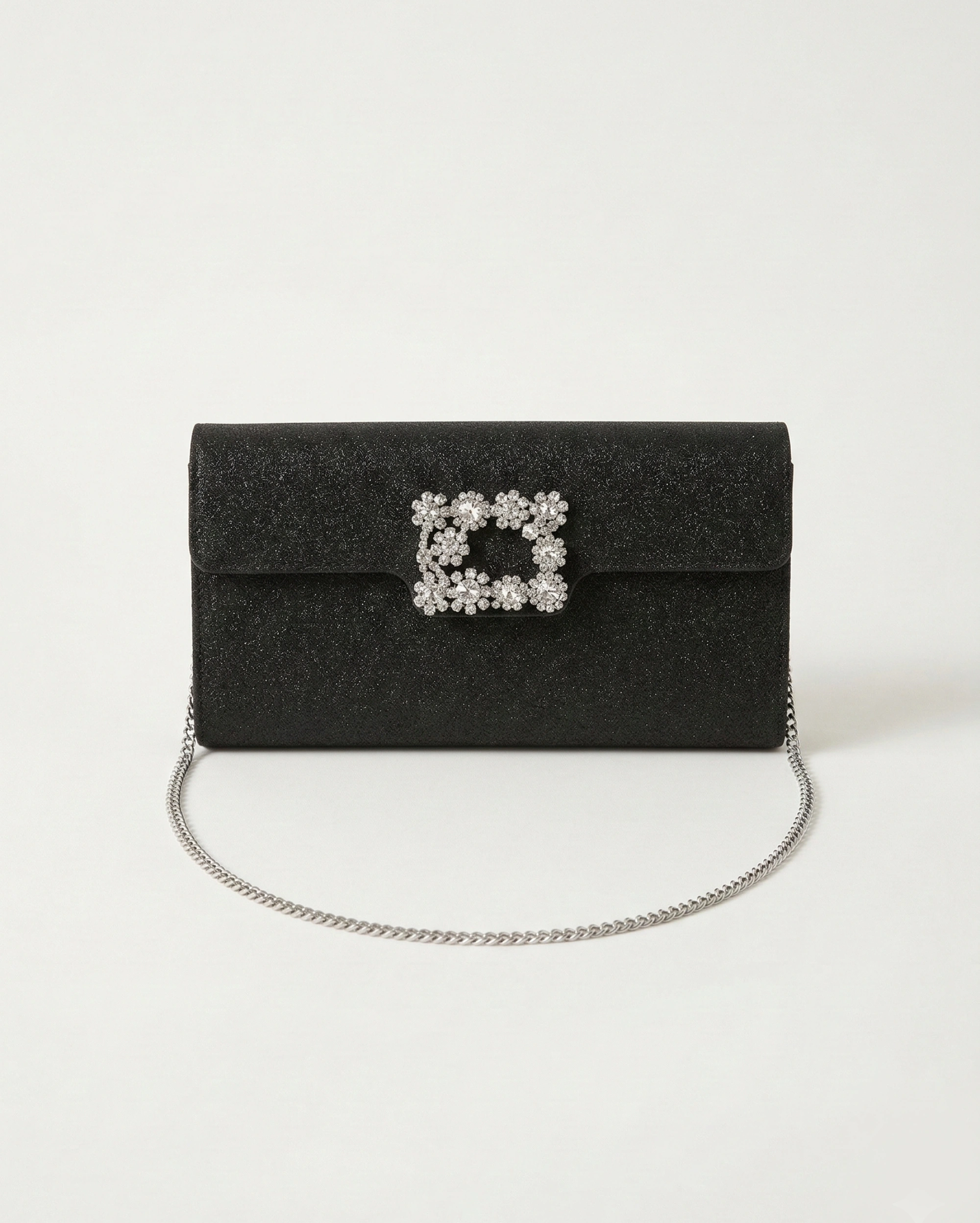 1:1 Mirror Quality Black Shimmer Crystal Buckle Bag - Premium Luxury Handbag Copy FENDI premium 1:1 craftmanship super master edition 1:1 Mirror Quality Black Shimmer Crystal Buckle Bag - Premium Luxury Handbag Copy