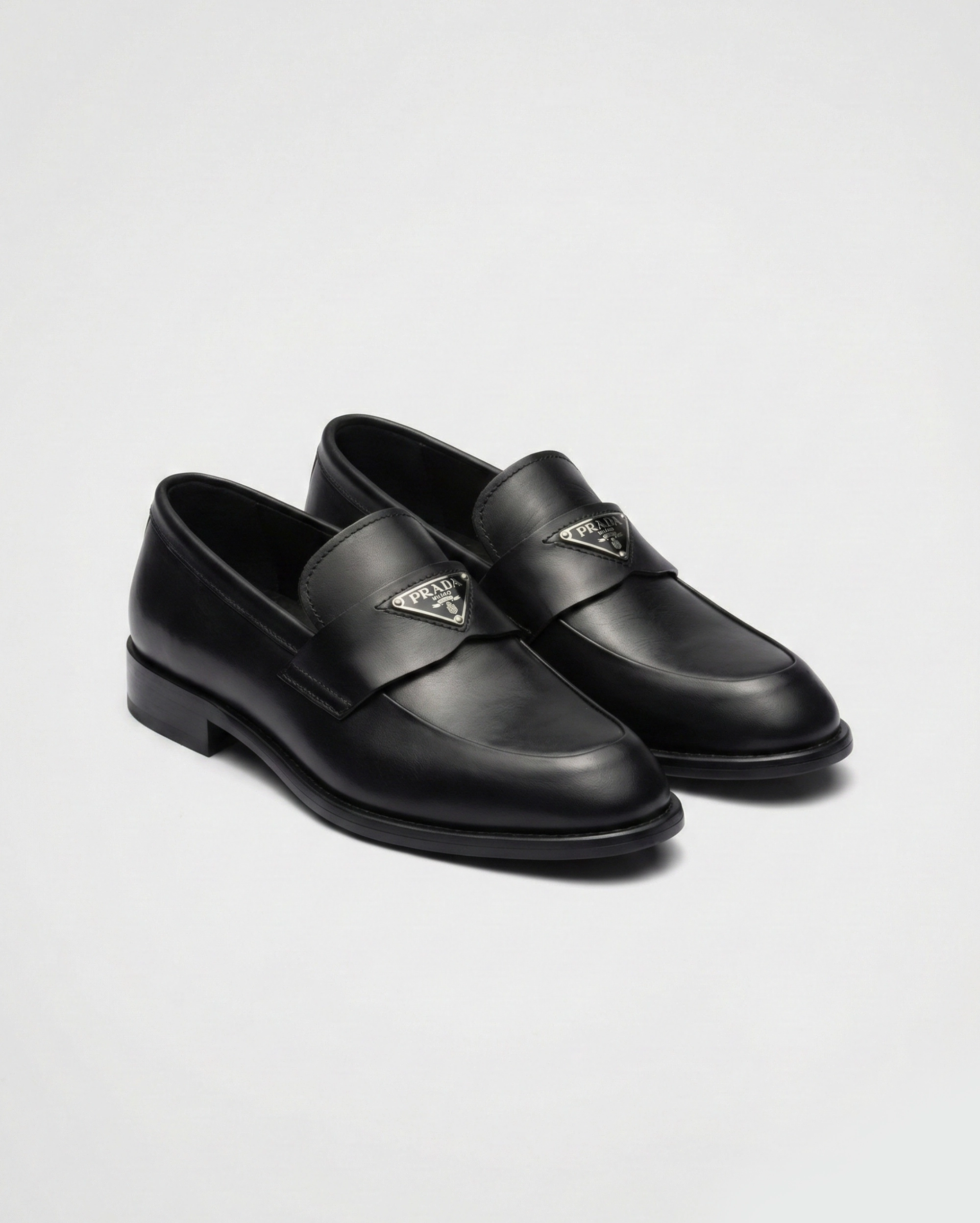 Prada Chocolate Brushed Leather Loafers in Black PRADA premium 1:1 craftmanship super master edition Prada Chocolate Brushed Leather Loafers in Black
