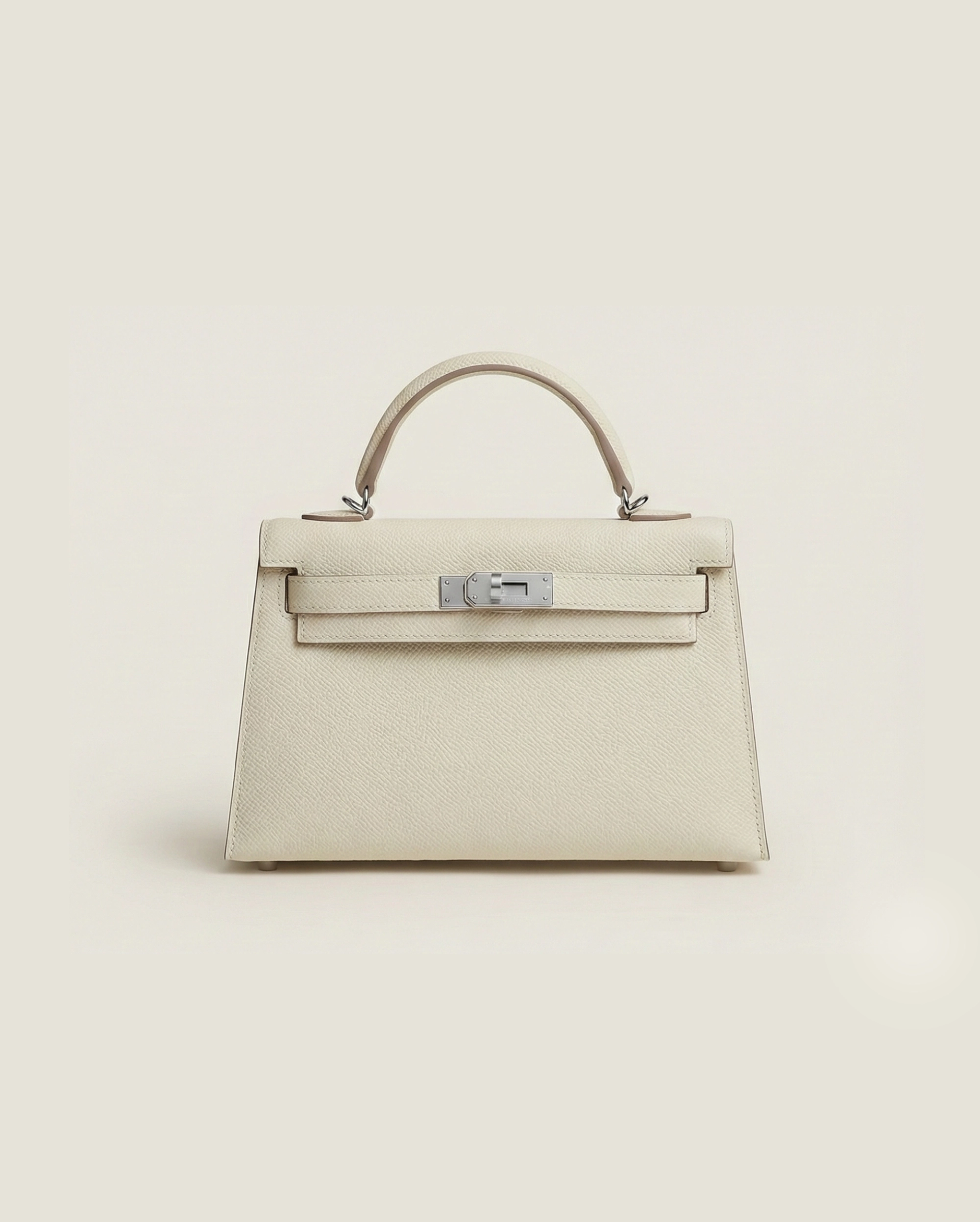 Hermes mini Kelly Epsom Trapezoid Handbag Ivory Kelly premium 1:1 craftmanship super master edition Hermes mini Kelly Epsom Trapezoid Handbag Ivory