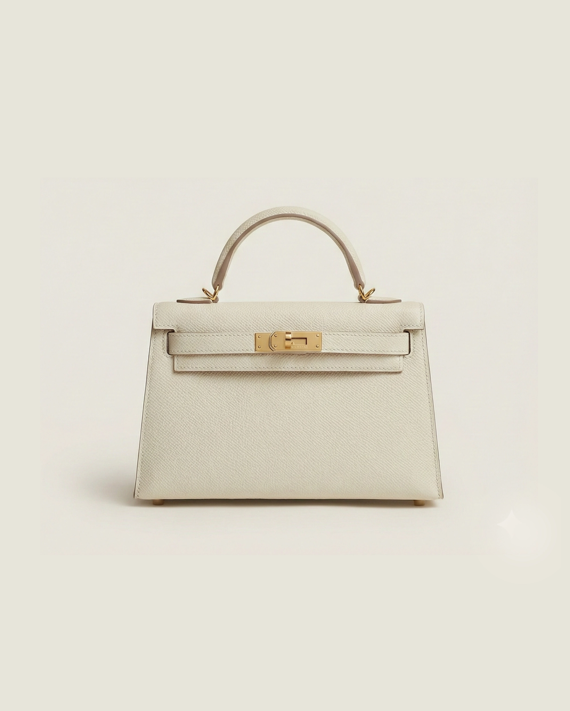 Hermes mini Kelly Epsom Trapezoid Handbag Ivory Kelly premium 1:1 craftmanship super master edition Hermes mini Kelly Epsom Trapezoid Handbag Ivory - Image 2