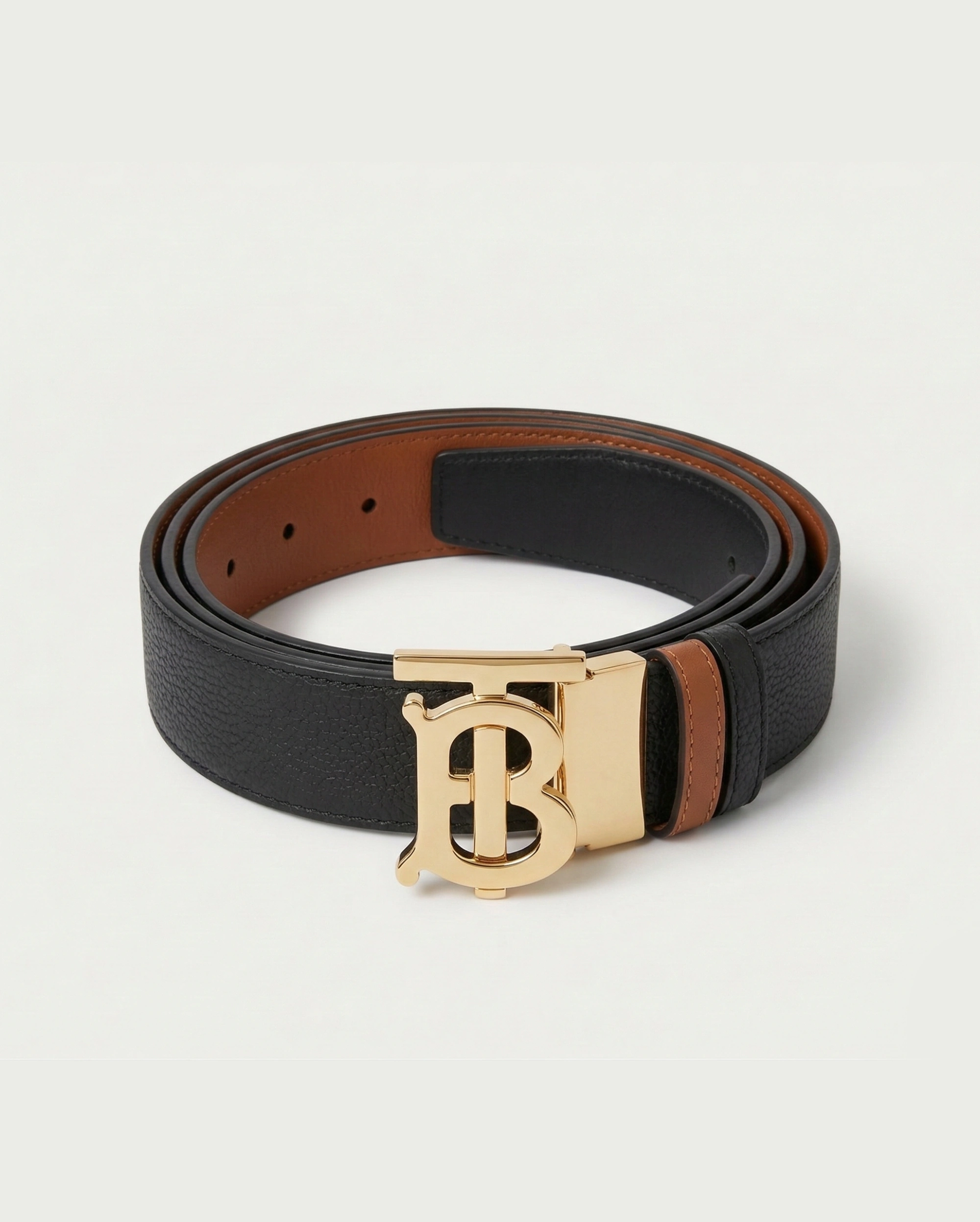 Burberry TB Monogram Black Smooth Leather Belt with Polished Gold Buckle Burberry premium 1:1 craftmanship super master edition Burberry TB Monogram Black Smooth Leather Belt with Polished Gold Buckle