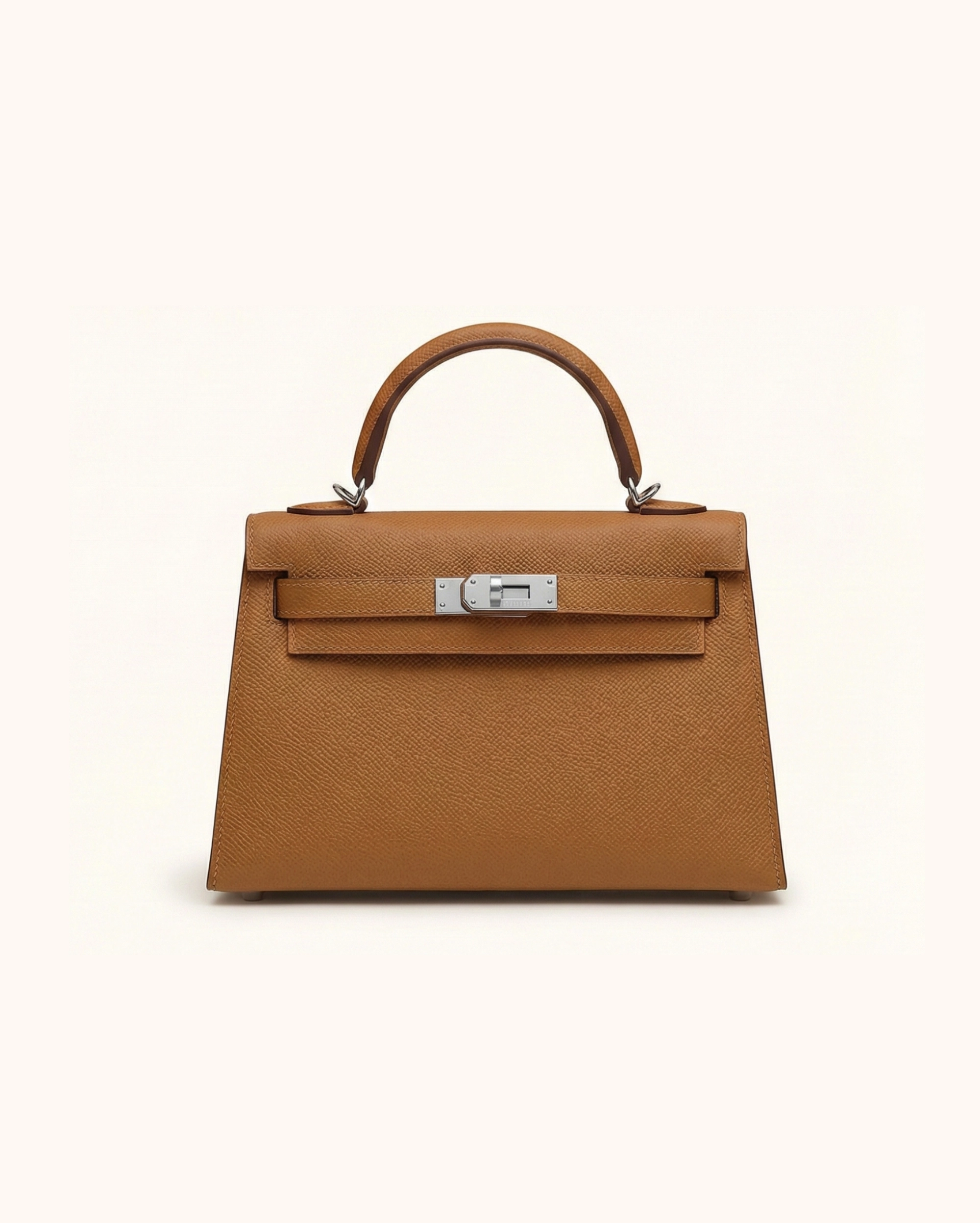 Hermes mini Kelly Epsom Trapezoid Handbag Tan Kelly premium 1:1 craftmanship super master edition Hermes mini Kelly Epsom Trapezoid Handbag Tan