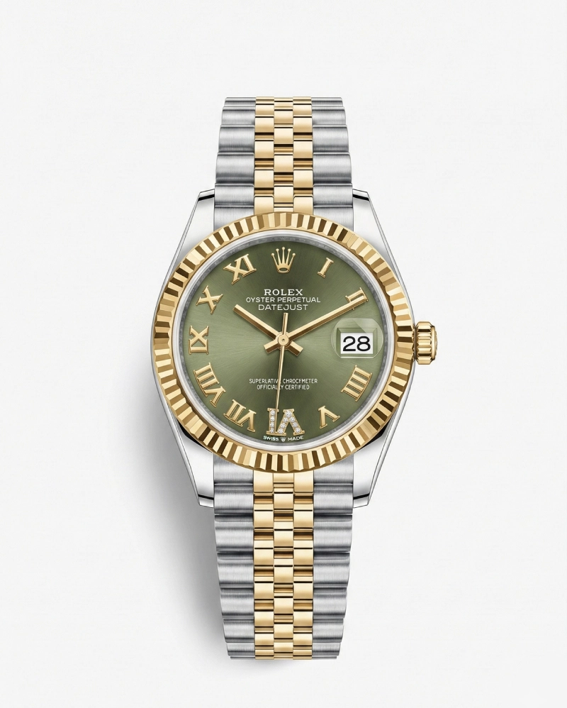 Rolex Datejust 31 – Olive Green Roman Dial & Fluted Bezel Rolex premium 1:1 craftmanship super master edition Rolex Datejust 31 – Olive Green Roman Dial & Fluted Bezel