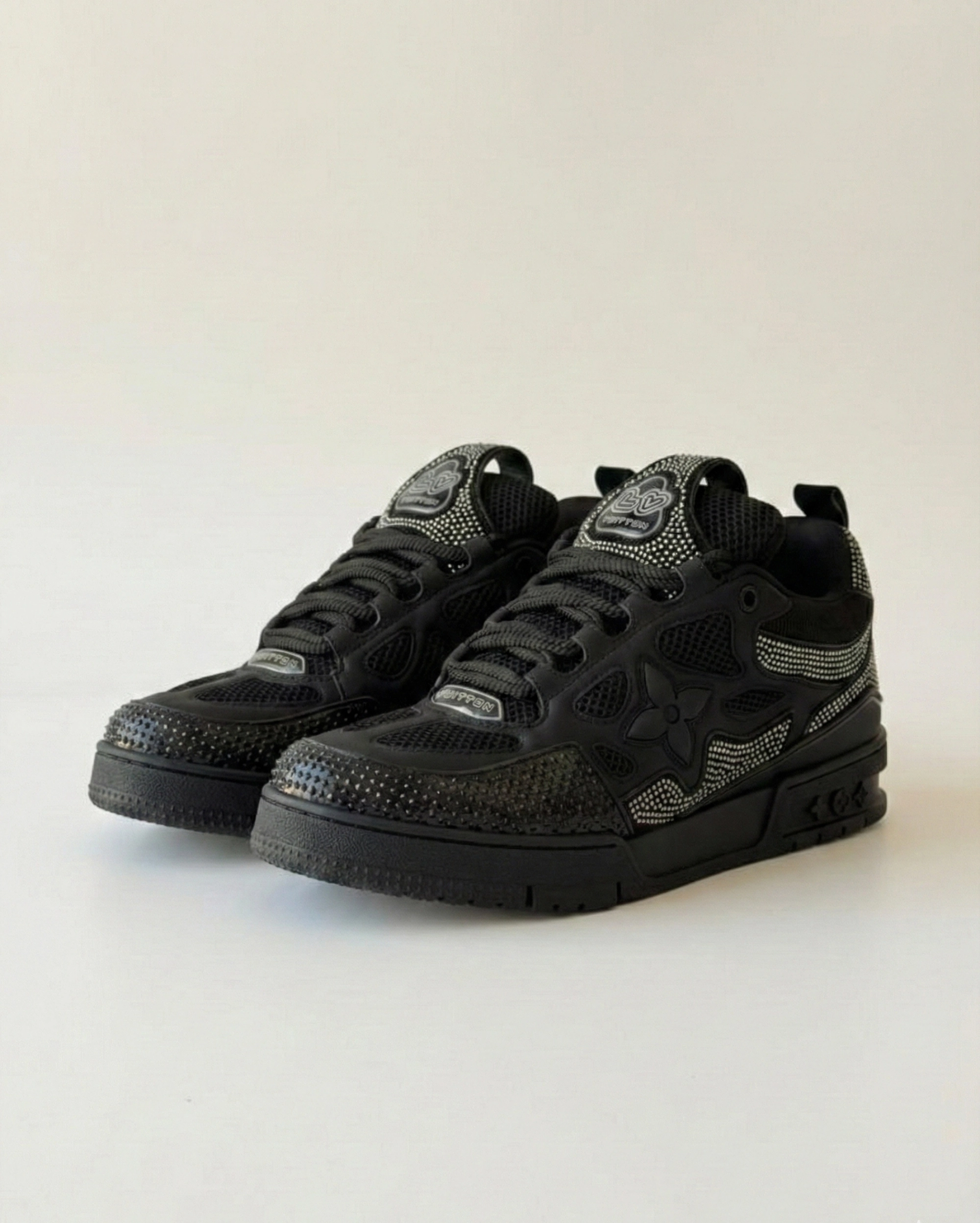 Louis Vuitton Men's LV Skate Sneaker - Black Swarovski™ Crystal Limited Edition LOUIS VUITTON premium 1:1 craftmanship super master edition Louis Vuitton Men's LV Skate Sneaker - Black Swarovski™ Crystal Limited Edition