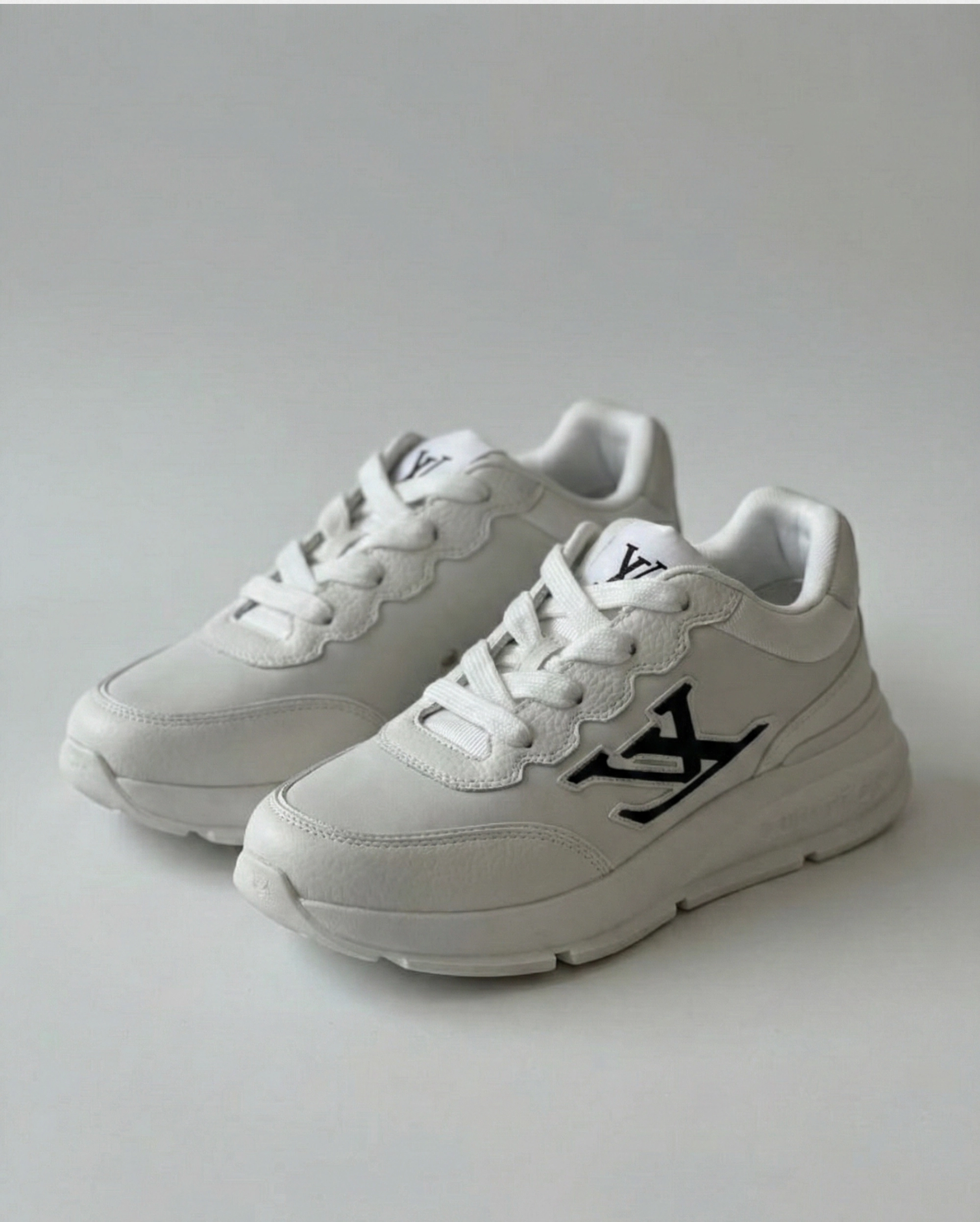 Louis Vuitton Women's Run 55 Sneaker - White Technical Mesh and Leather LOUIS VUITTON premium 1:1 craftmanship super master edition Louis Vuitton Women's Run 55 Sneaker - White Technical Mesh and Leather