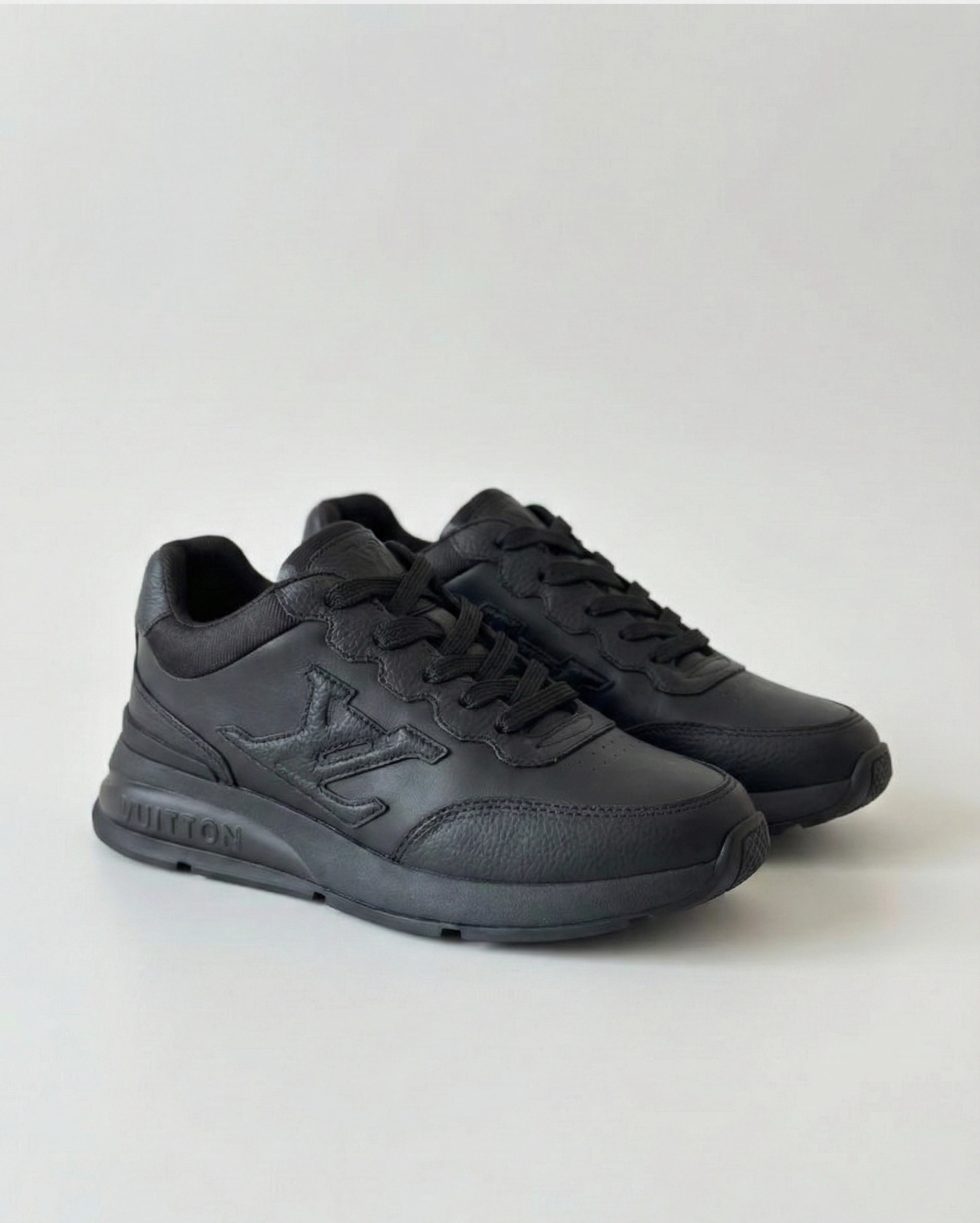 Louis Vuitton Women’s Run 55 Sneaker - Black Technical Mesh and Grained Leather LOUIS VUITTON premium 1:1 craftmanship super master edition Louis Vuitton Women’s Run 55 Sneaker - Black Technical Mesh and Grained Leather