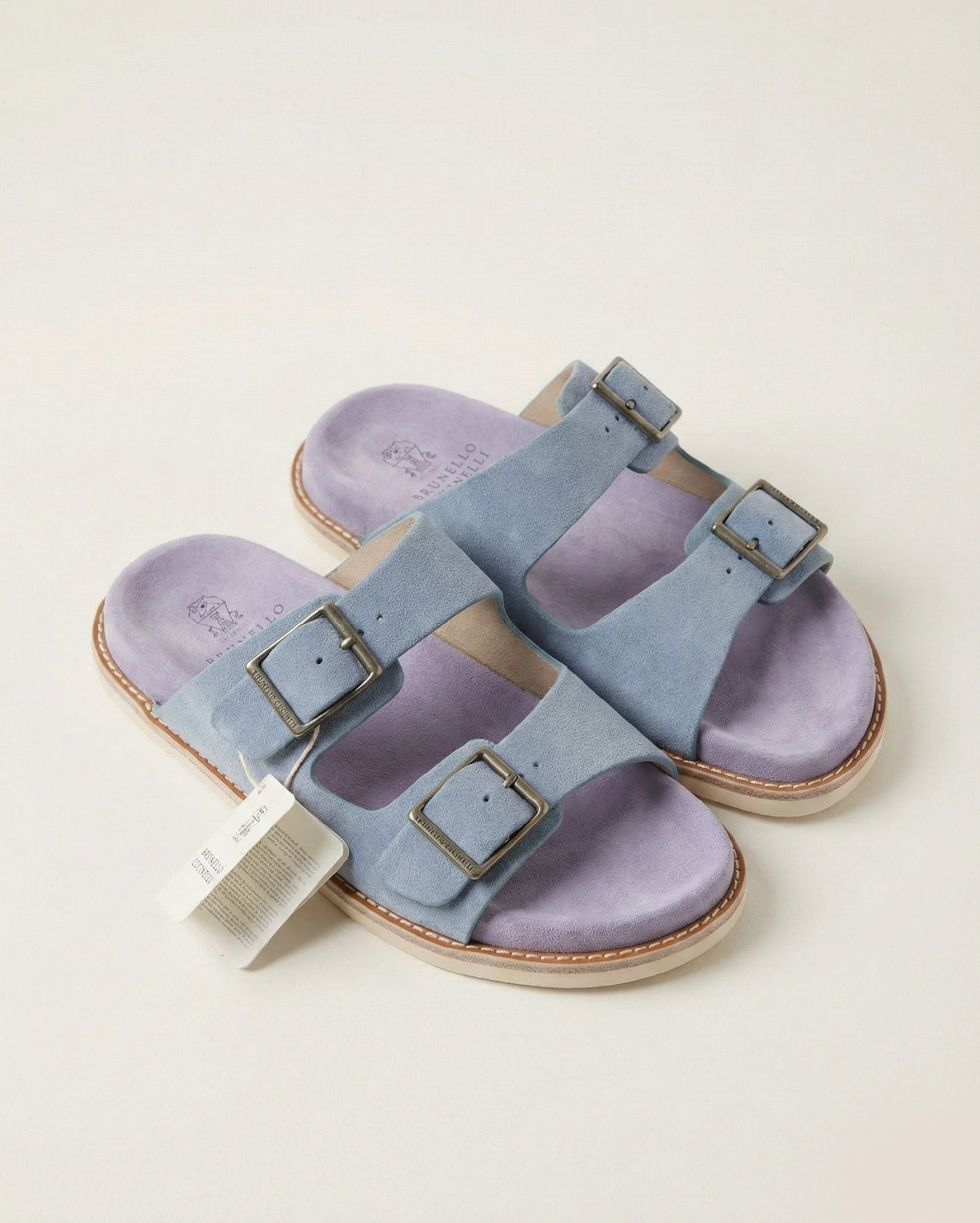 Brunello Cucinelli Men’s Suede Double-Buckle Sandals in Sky Blue Brunello Cucinelli premium 1:1 craftmanship super master edition Brunello Cucinelli Men’s Suede Double-Buckle Sandals in Sky Blue