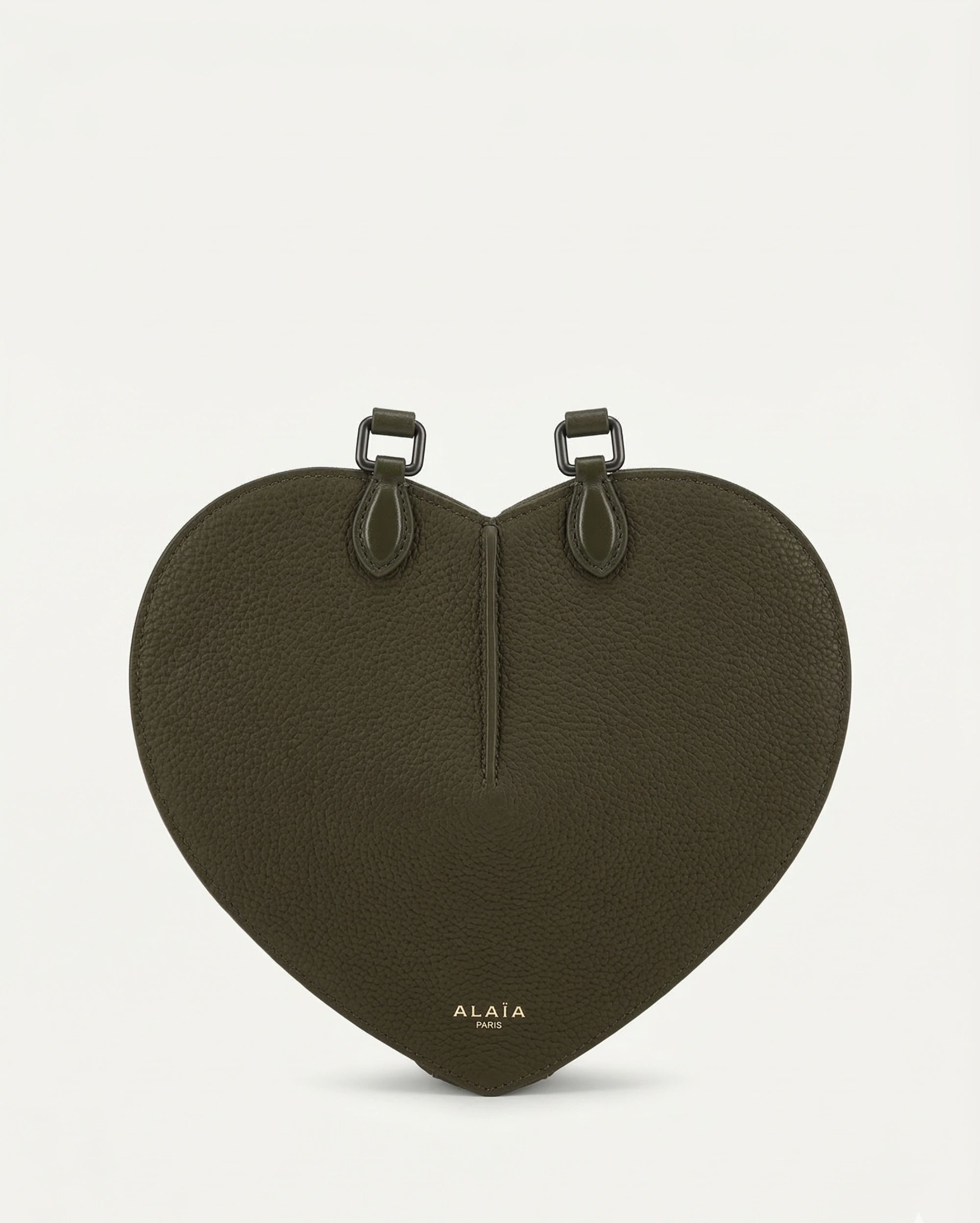Alaïa Le Cœur Heart Bag in Calfskin – Grege / Dark Olive Alaïa premium 1:1 craftmanship super master edition Alaïa Le Cœur Heart Bag in Calfskin – Grege / Dark Olive