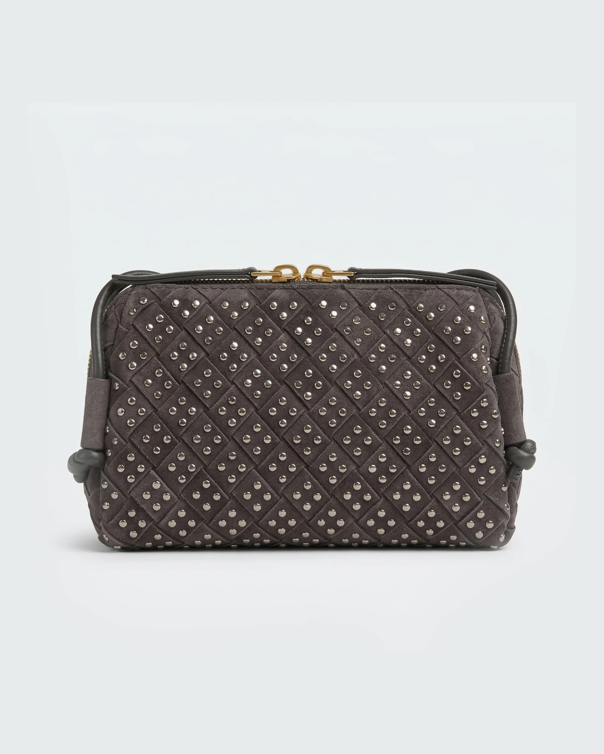 Bottega Veneta Small Lauren 1980 Studded Clutch – Thunder Grey BOTTEGA VENETA premium 1:1 craftmanship super master edition Bottega Veneta Small Lauren 1980 Studded Clutch – Thunder Grey