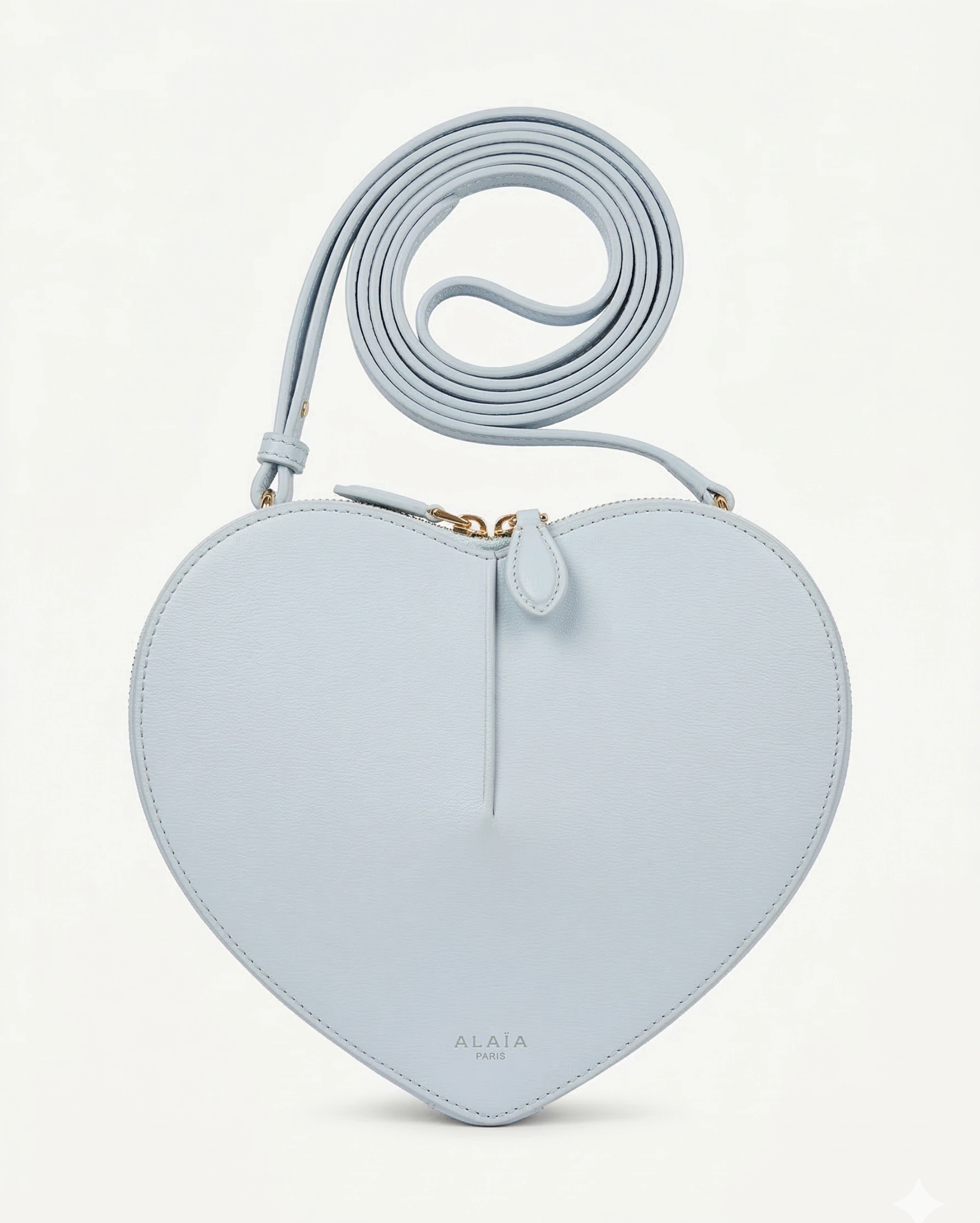 Alaïa Le Cœur Heart Bag in Calfskin – Sky Blue (Crossbody) Alaïa premium 1:1 craftmanship super master edition Alaïa Le Cœur Heart Bag in Calfskin – Sky Blue (Crossbody)