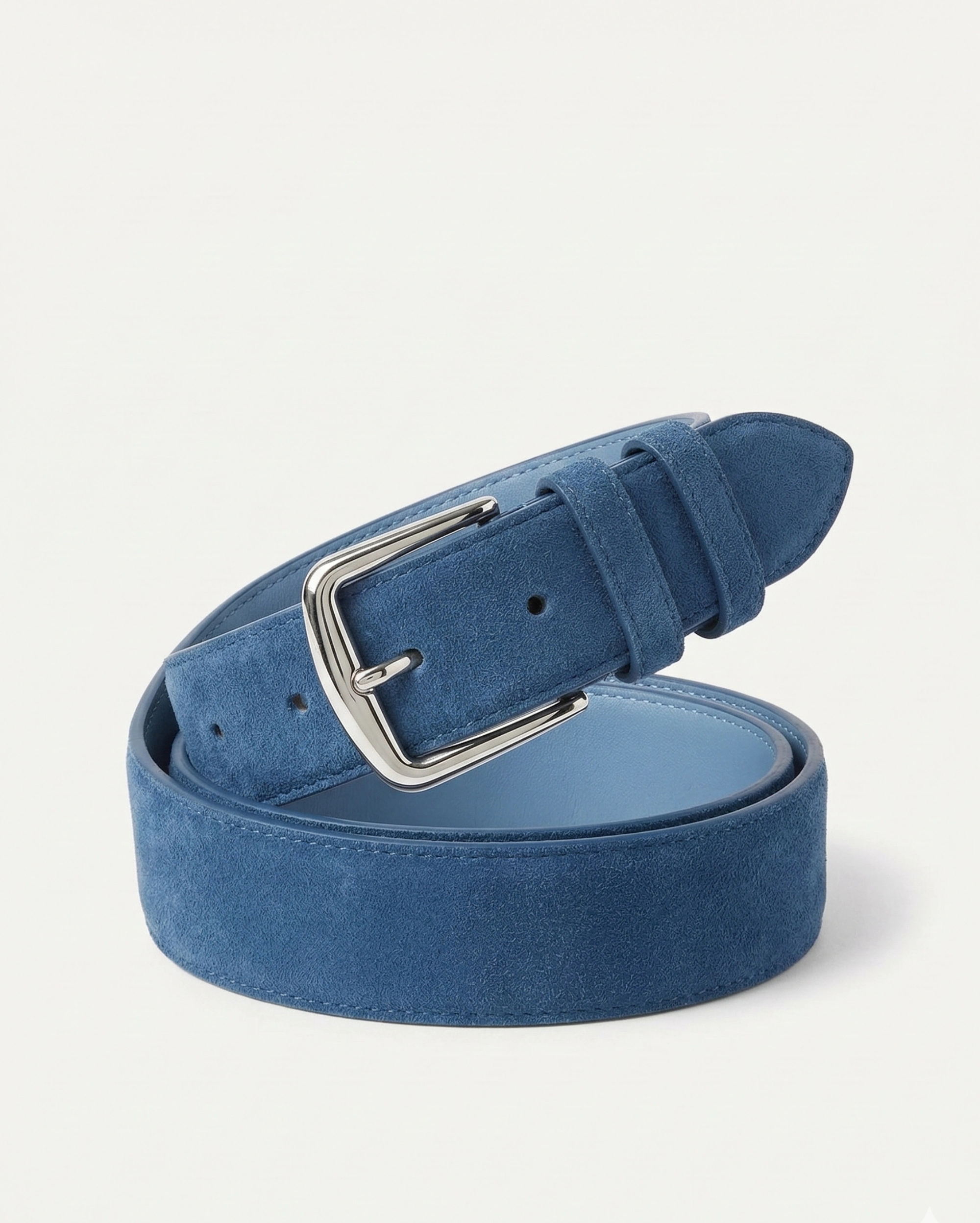 Loro Piana Royal Blue Suede Belt with Polished Silver Pin Buckle LORO PIANA premium 1:1 craftmanship super master edition Loro Piana Royal Blue Suede Belt with Polished Silver Pin Buckle