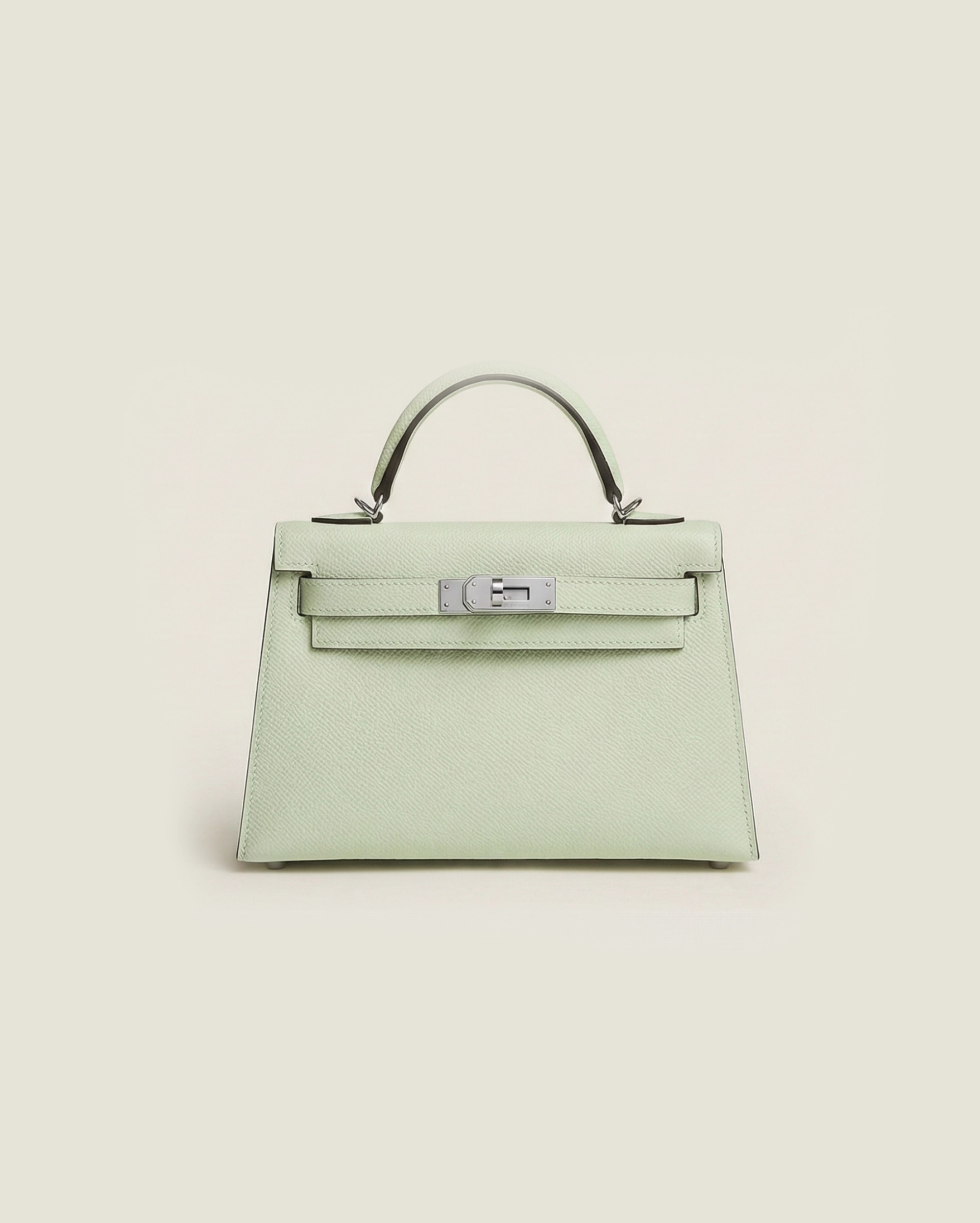 Hermes mini Kelly Epsom Trapezoid Handbag Pale Mint Green Kelly premium 1:1 craftmanship super master edition Hermes mini Kelly Epsom Trapezoid Handbag Pale Mint Green