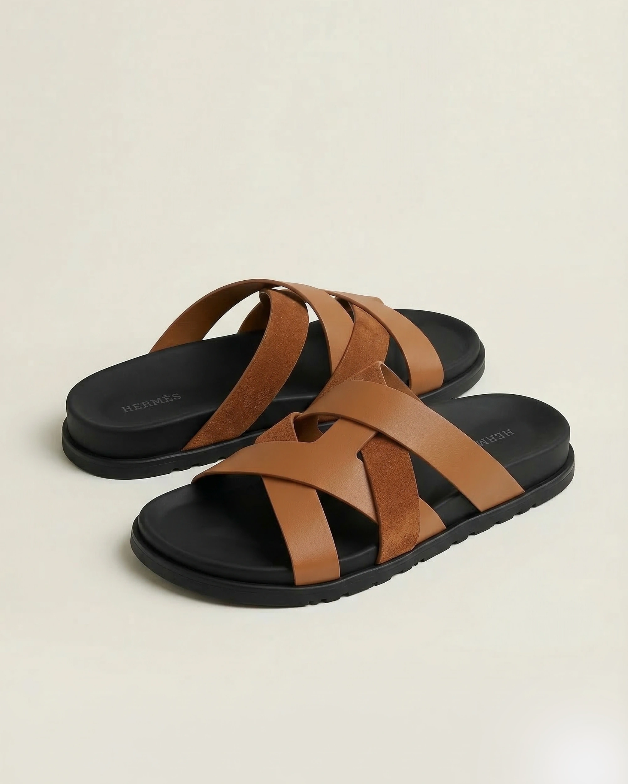 Loro Piana Classic Tan Leather Criss-Cross Sandals for Men LORO PIANA premium 1:1 craftmanship super master edition Loro Piana Classic Tan Leather Criss-Cross Sandals for Men