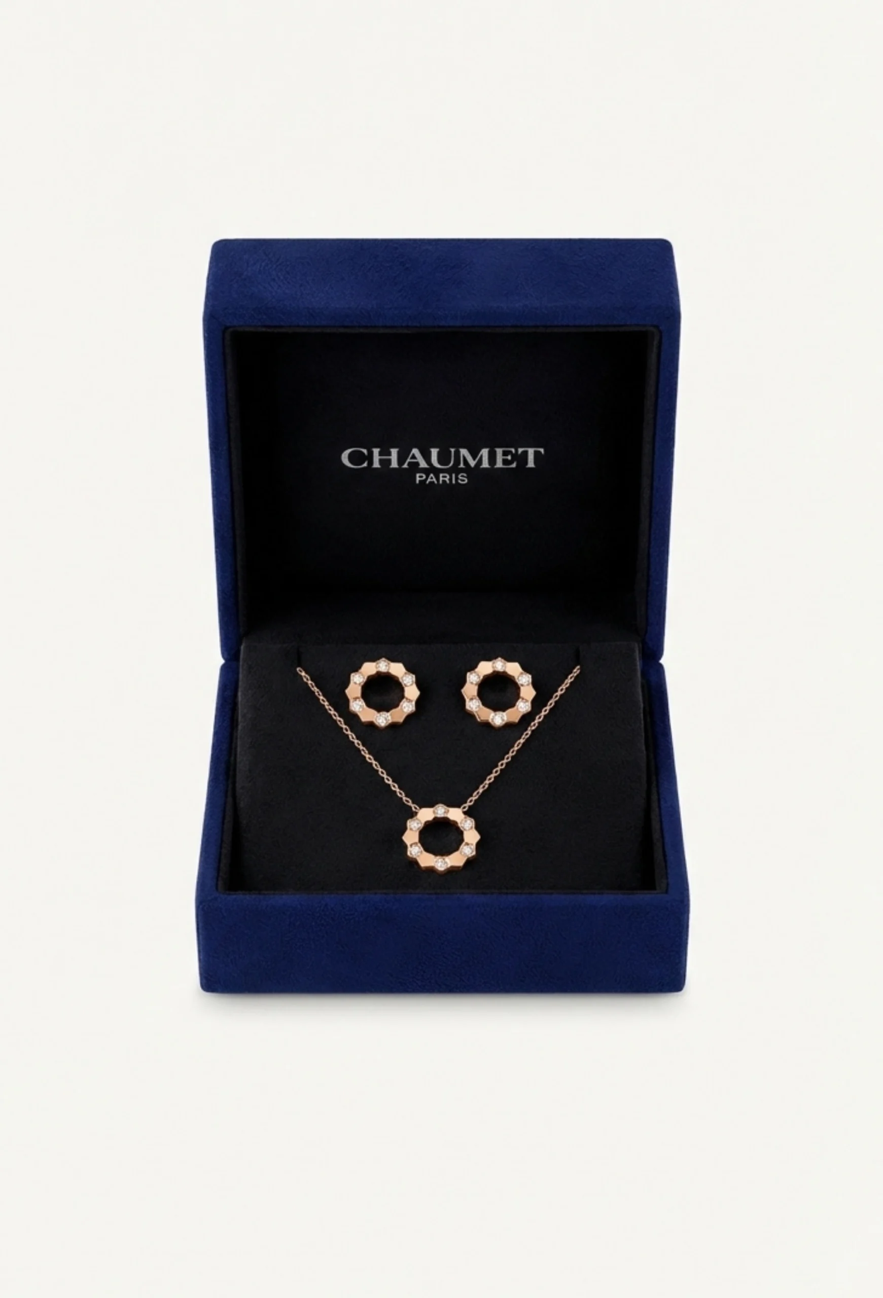 Chaumet Bee My Love Necklace and Earrings Set in 18K Rose Gold with Diamonds Chaumet premium 1:1 craftmanship super master edition Chaumet Bee My Love Necklace and Earrings Set in 18K Rose Gold with Diamonds