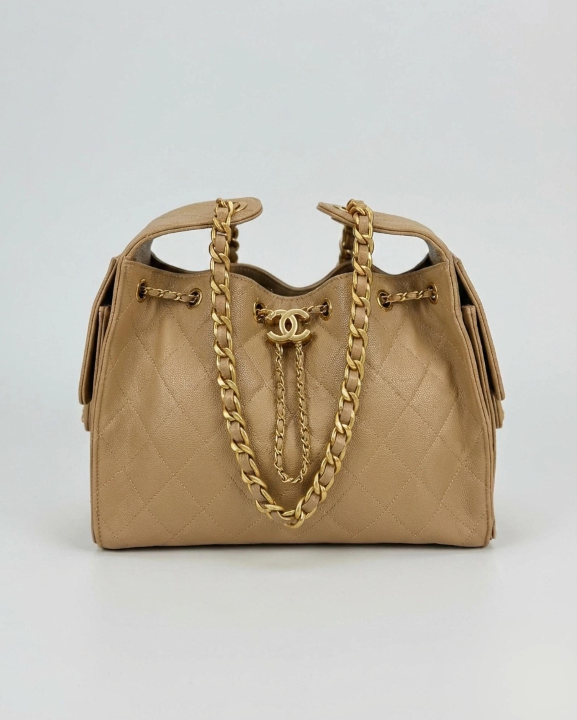 Chanel 25 Hobo Bag in Tan Quilted Leather CHANEL premium 1:1 craftmanship super master edition Chanel 25 Hobo Bag in Tan Quilted Leather