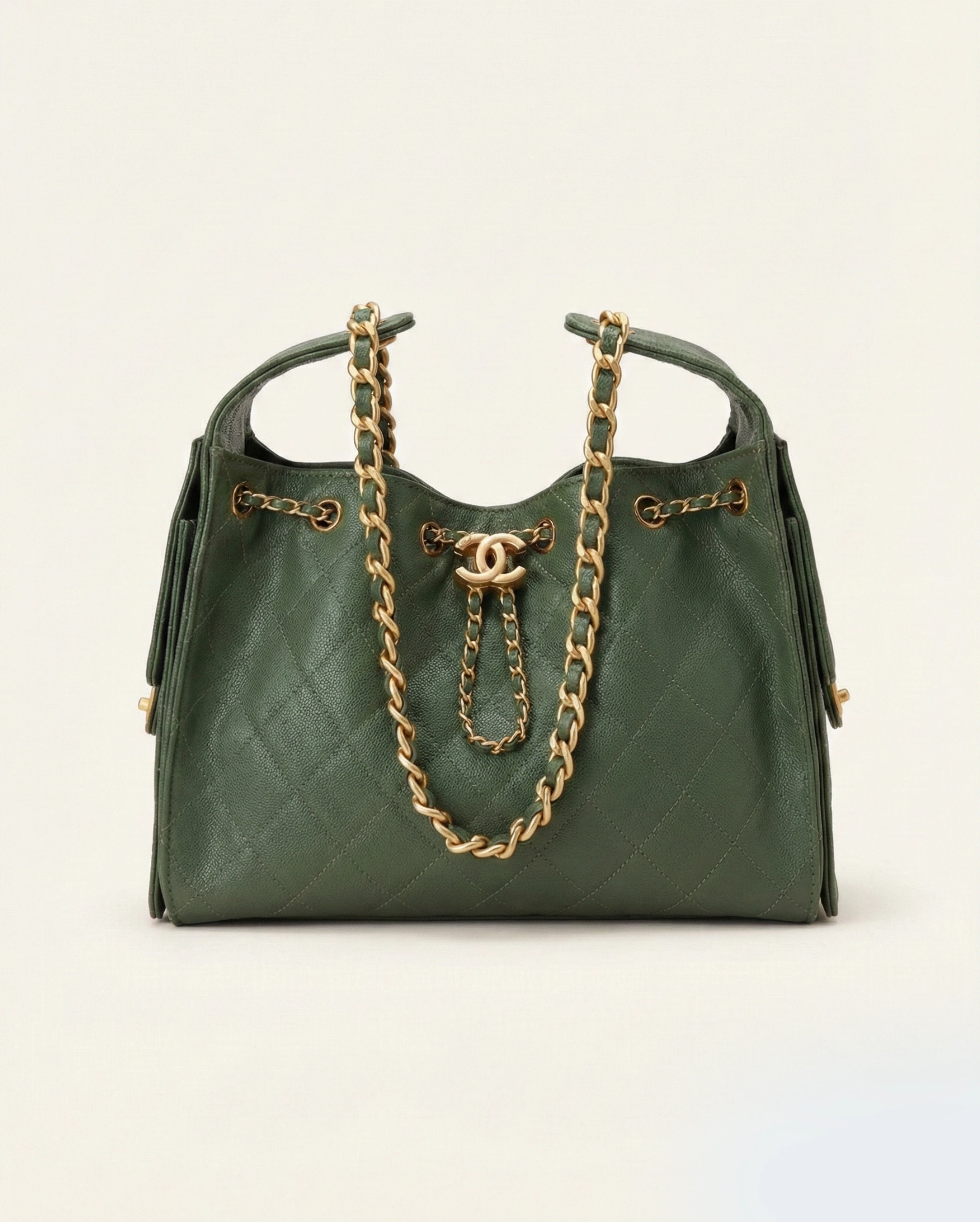 Chanel 25 Hobo Bag in Dark Green Quilted Leather CHANEL premium 1:1 craftmanship super master edition Chanel 25 Hobo Bag in Dark Green Quilted Leather