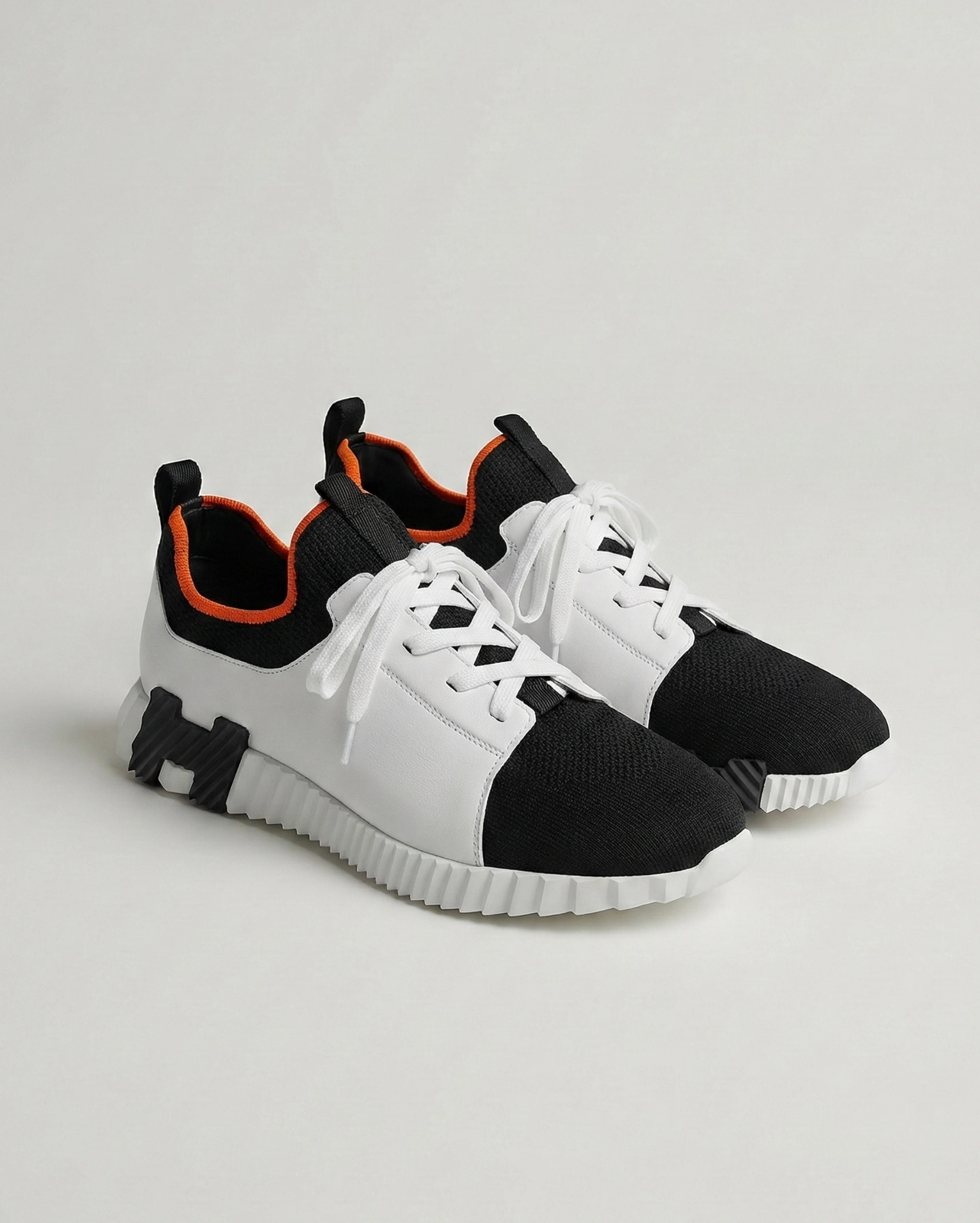 Hermès "Get" Sneaker in Black, White, and Orange Hermes premium 1:1 craftmanship super master edition Hermès "Get" Sneaker in Black, White, and Orange