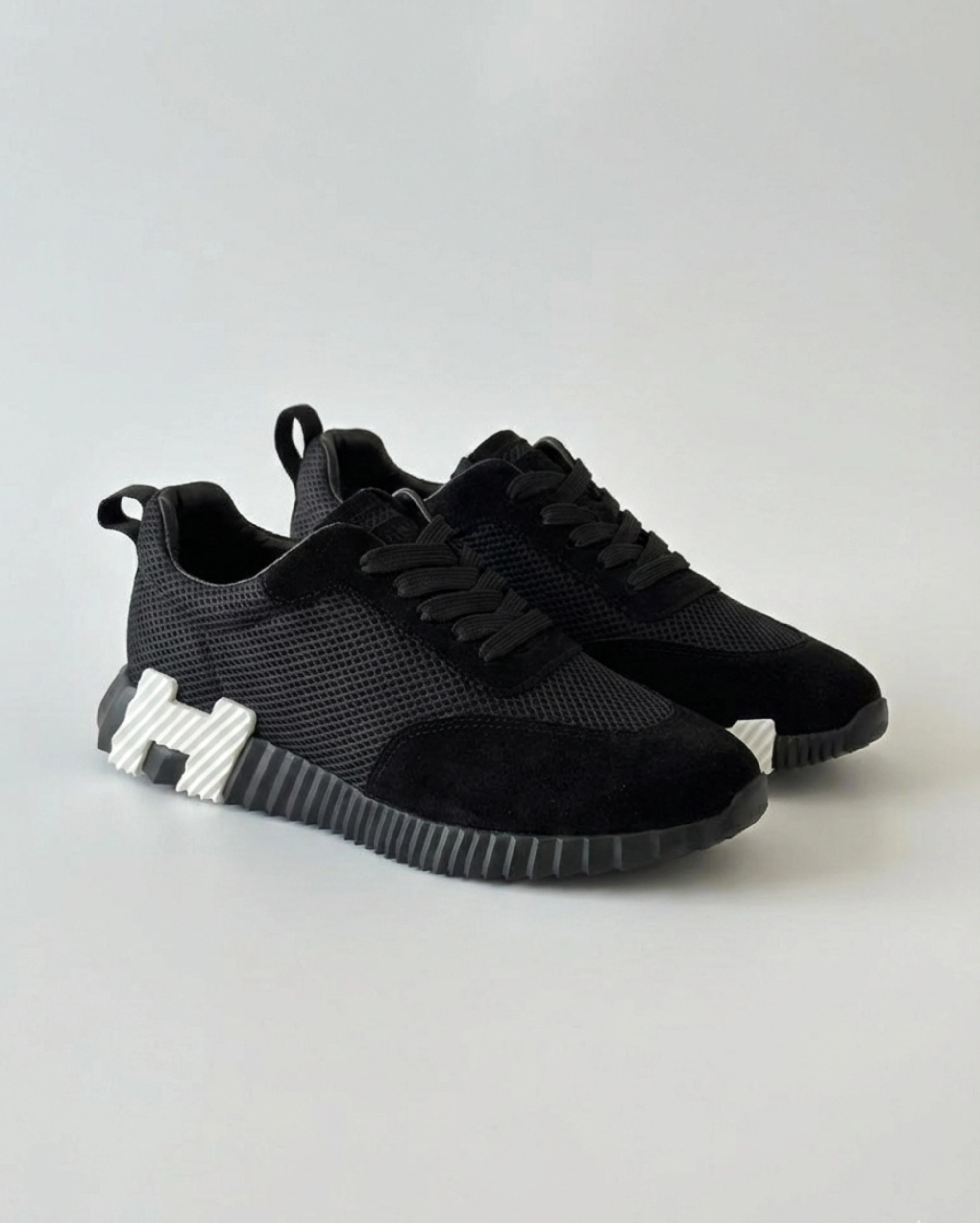 Hermès Bouncing Sneaker in Black Mesh and Suede Hermes premium 1:1 craftmanship super master edition Hermès Bouncing Sneaker in Black Mesh and Suede
