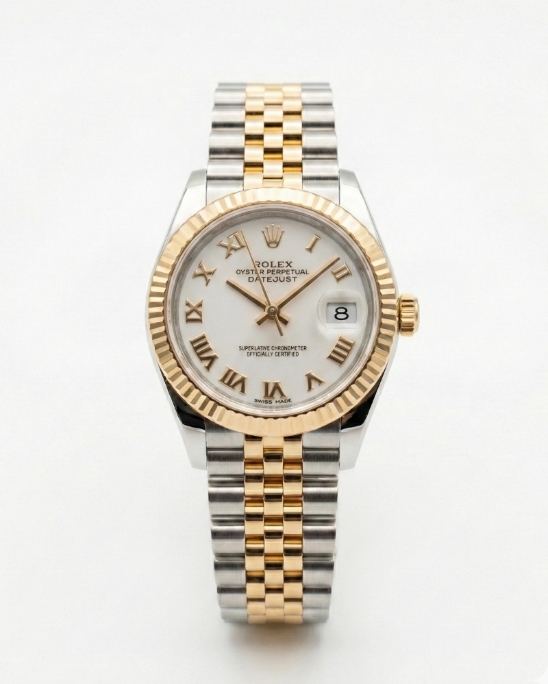 Rolex Datejust 36 White Roman Dial Fluted Bezel Jubilee Bracelet – Yellow Rolesor Rolex premium 1:1 craftmanship super master edition Rolex Datejust 36 White Roman Dial Fluted Bezel Jubilee Bracelet – Yellow Rolesor