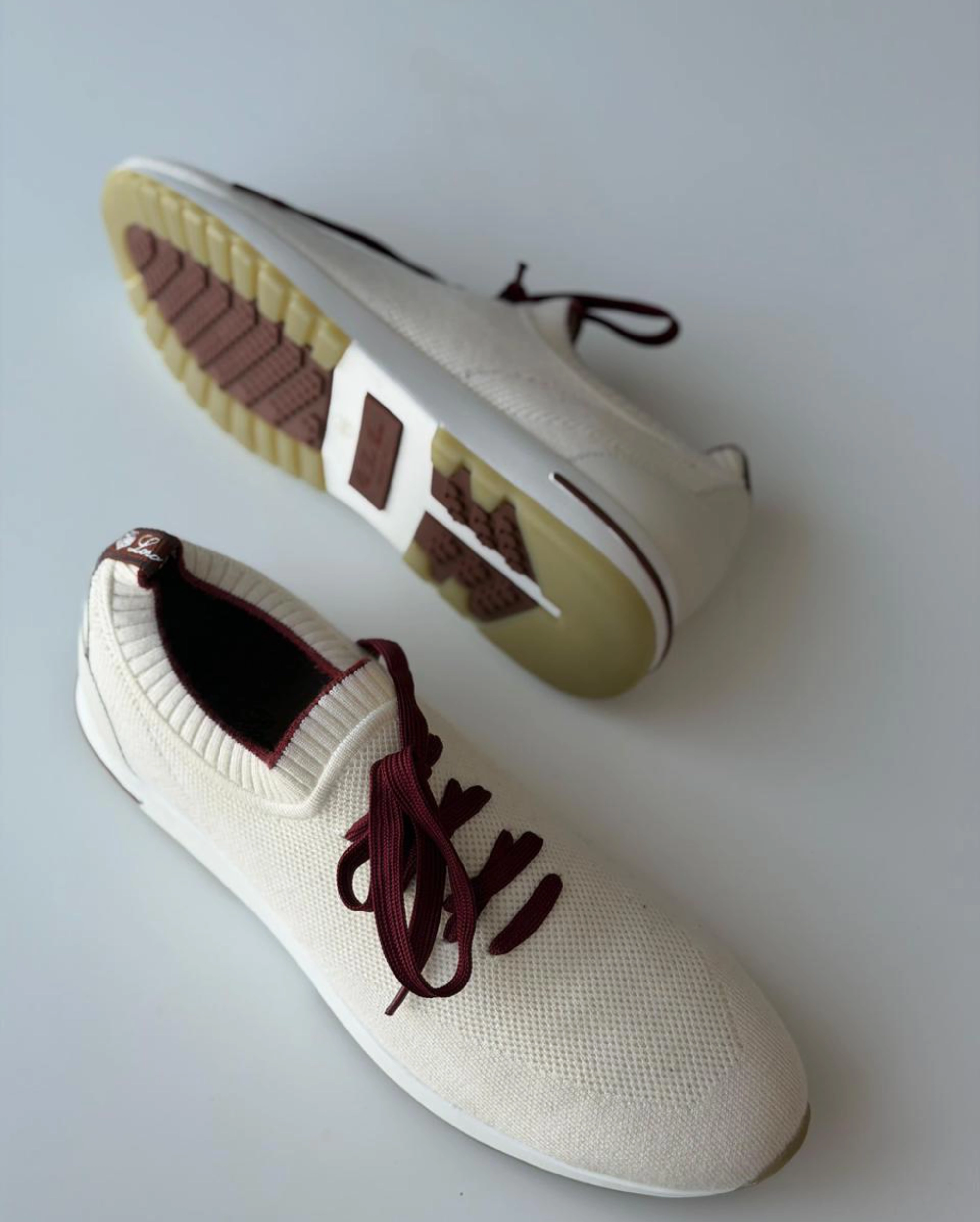 Loro Piana 360 LP Flexy Walk Sneaker in Wish® Wool (White/Burgundy) LORO PIANA premium 1:1 craftmanship super master edition Loro Piana 360 LP Flexy Walk Sneaker in Wish® Wool (White/Burgundy) - Image 2