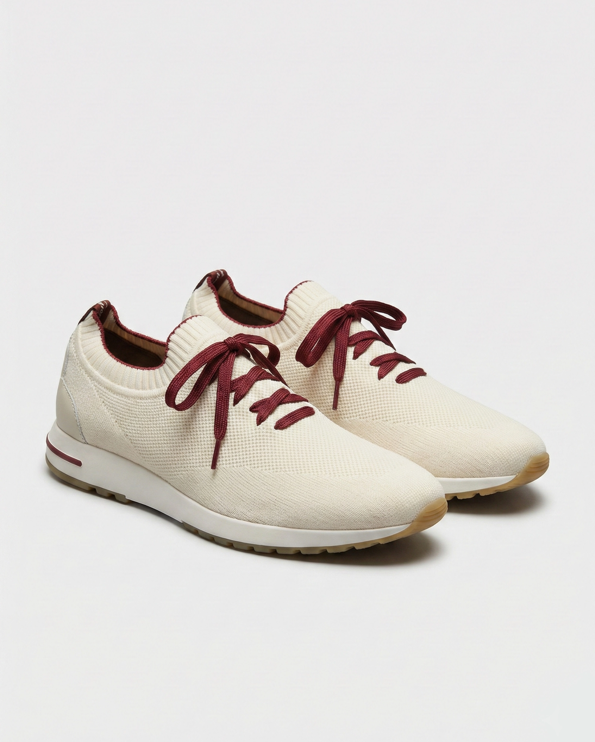 Loro Piana 360 LP Flexy Walk Sneaker in Wish® Wool (White/Burgundy) LORO PIANA premium 1:1 craftmanship super master edition Loro Piana 360 LP Flexy Walk Sneaker in Wish® Wool (White/Burgundy)