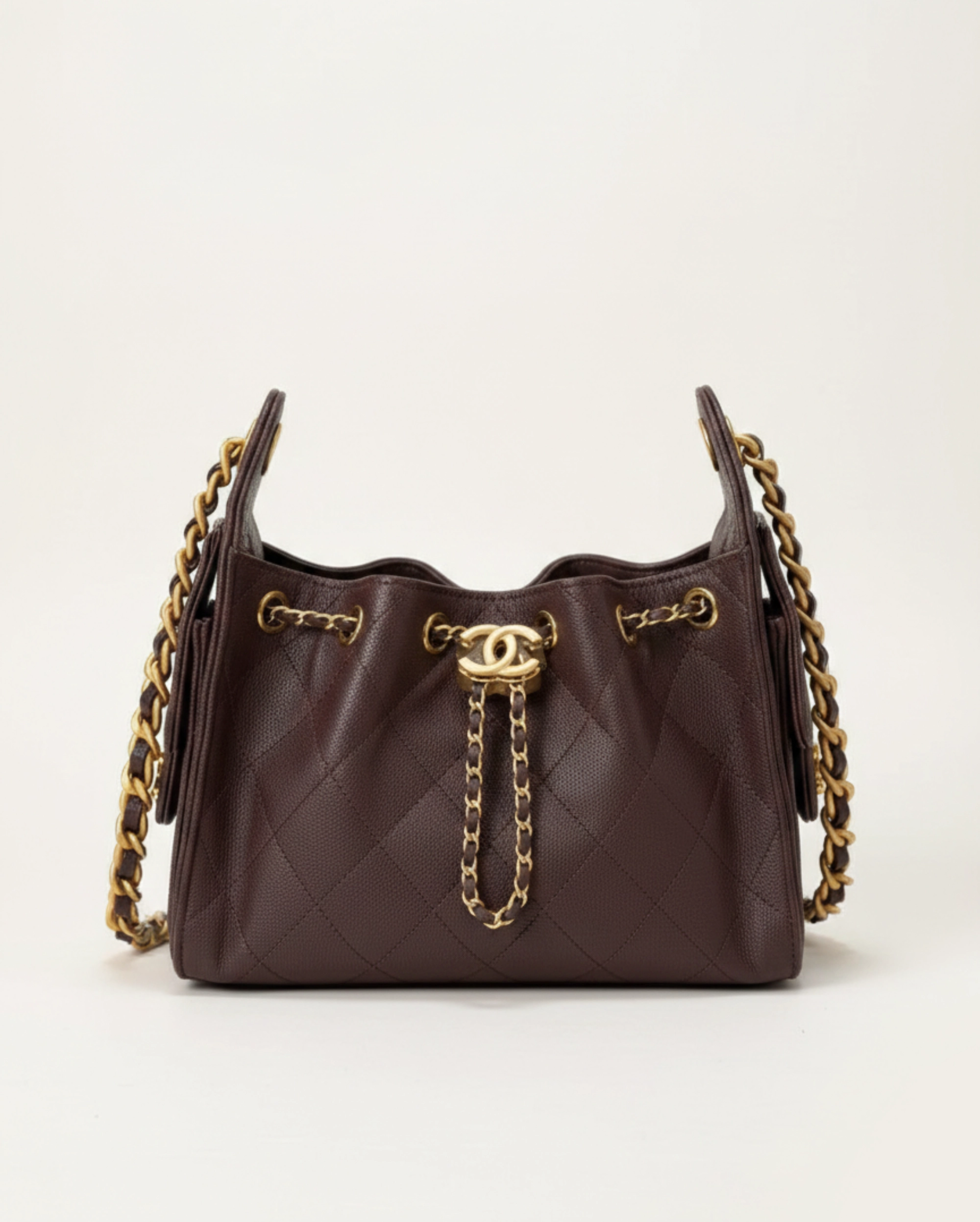Chanel 22 Mini Handbag - Dark Brown/Mahogany Quilted Leather with Gold-Tone Hardware CHANEL premium 1:1 craftmanship super master edition Chanel 22 Mini Handbag - Dark Brown/Mahogany Quilted Leather with Gold-Tone Hardware